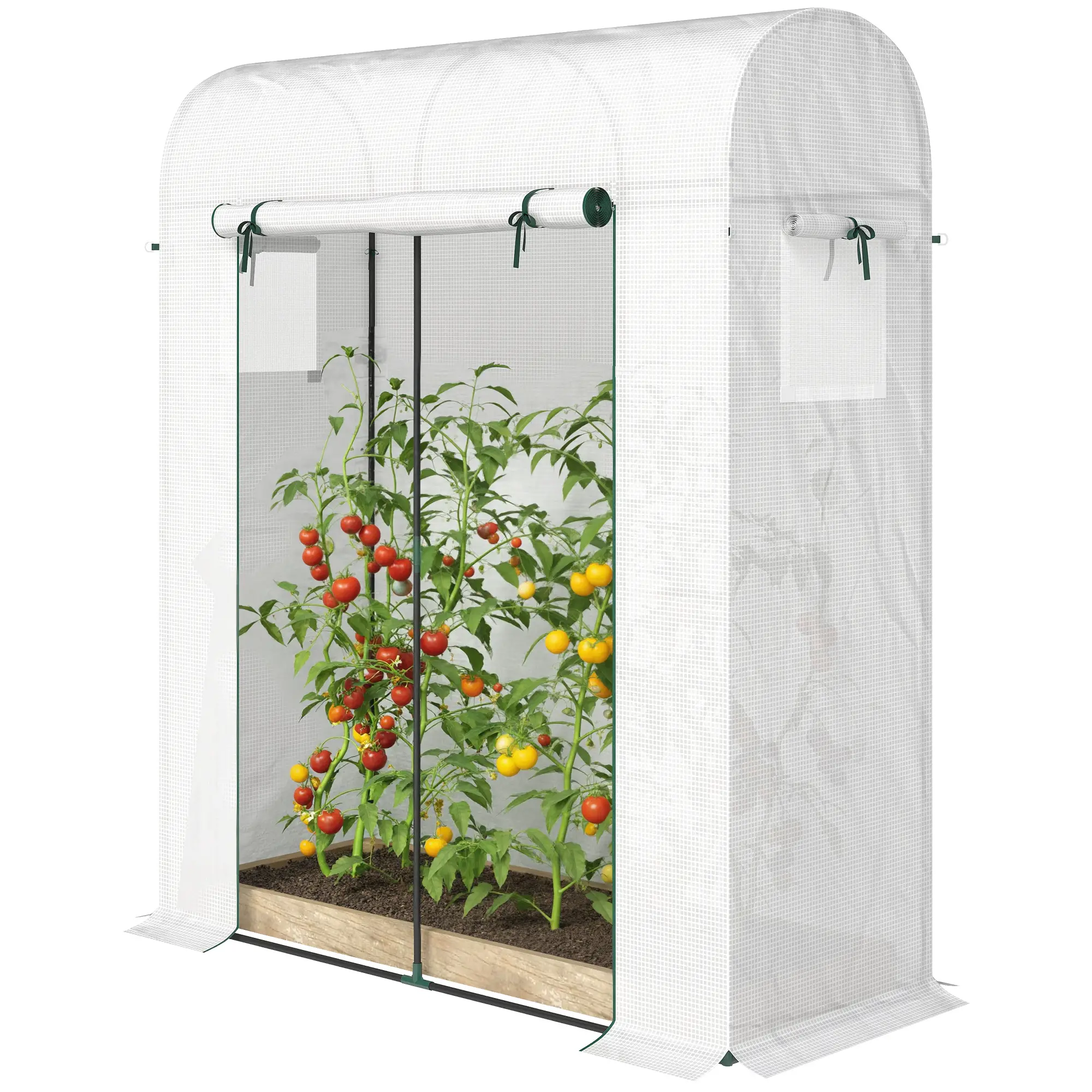 Mini Greenhouse, Portable Garden House, 6' x 2' x 6.6', White