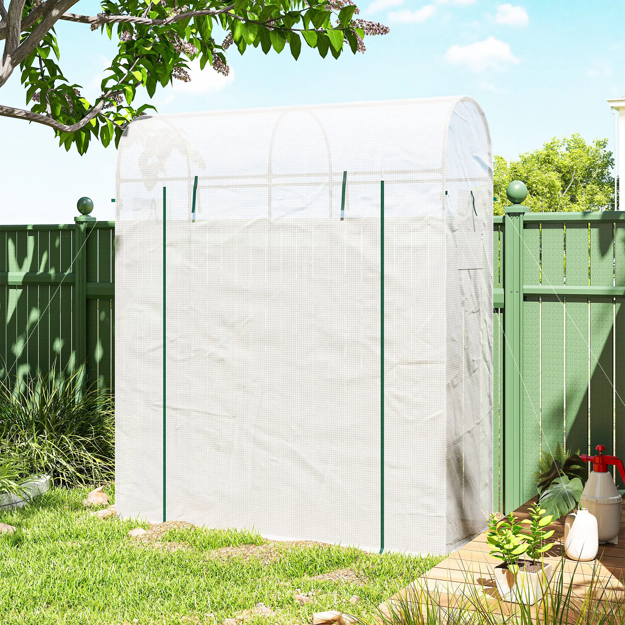 Mini Greenhouse, Portable Garden House, 6' x 2' x 6.6', White - Image 10