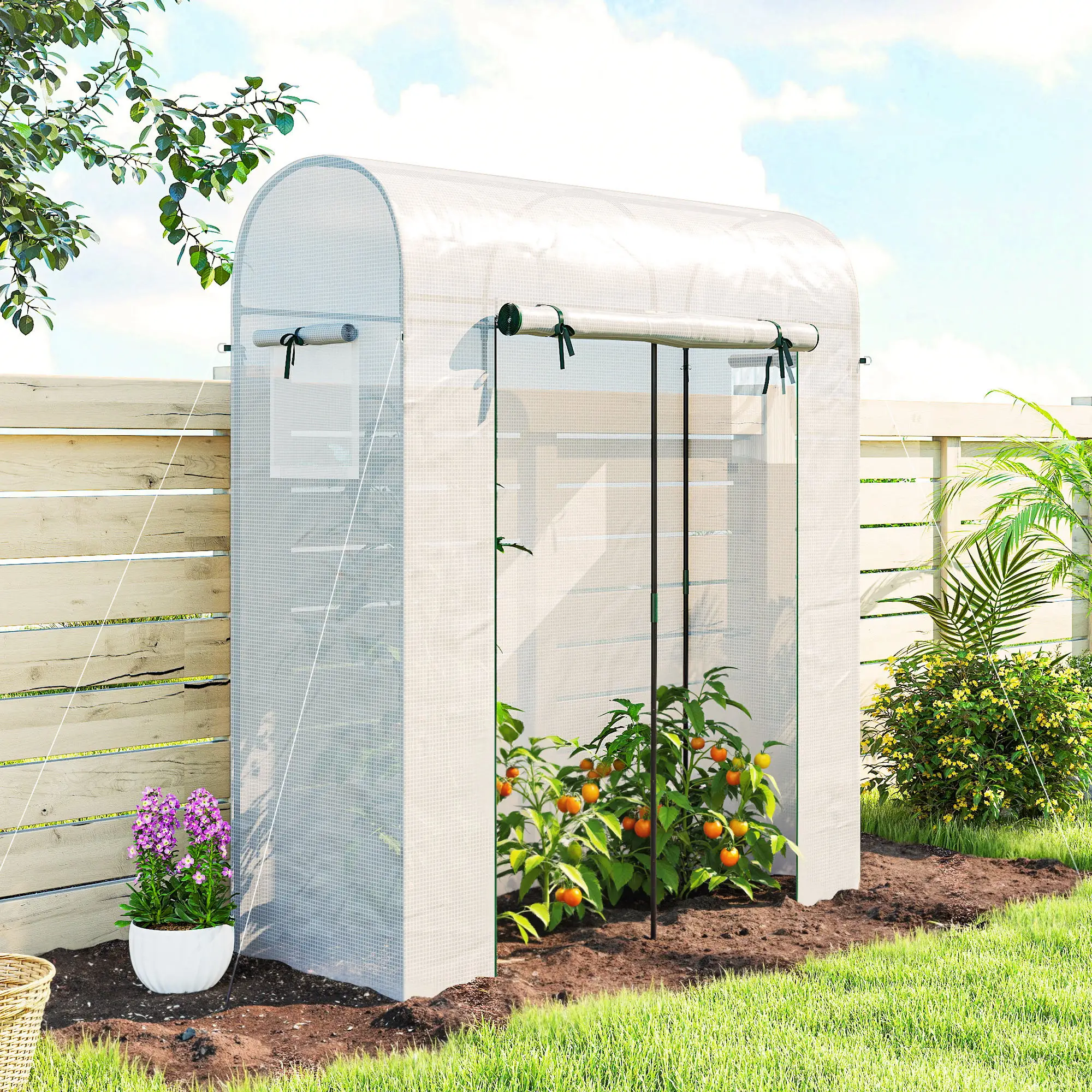 Mini Greenhouse, Portable Garden House, 6' x 2' x 6.6', White - Image 8