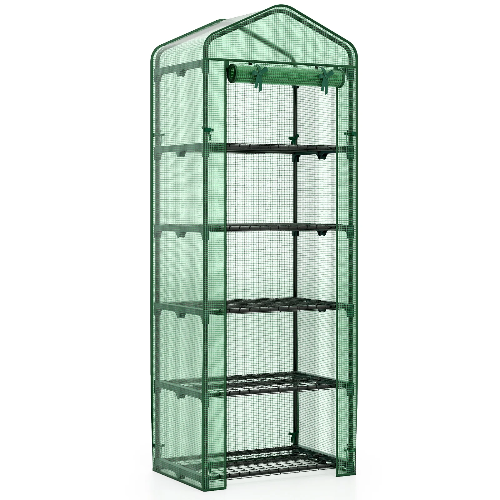 Mini Greenhouse Portable Plant Grow House with 5 Tier Shelves, Green - Image 4