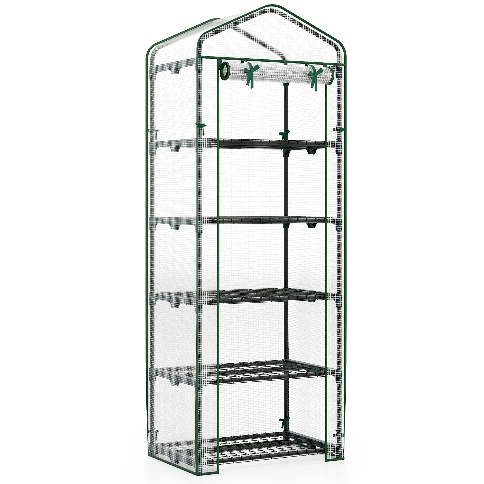 Mini Greenhouse Portable Plant Grow House with 5 Tier Shelves, White - Image 4