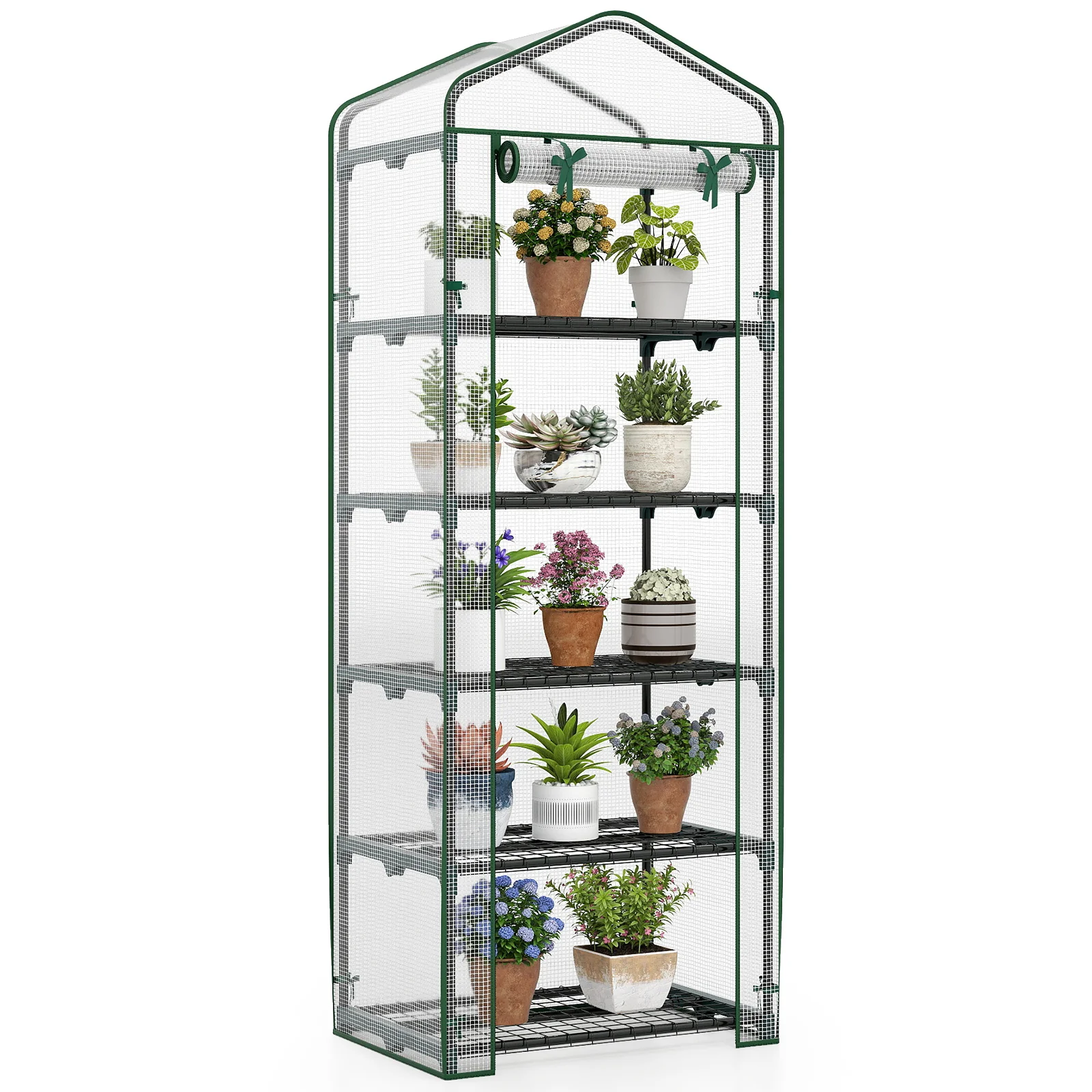 Mini Greenhouse Portable Plant Grow House with 5 Tier Shelves, White - Image 5