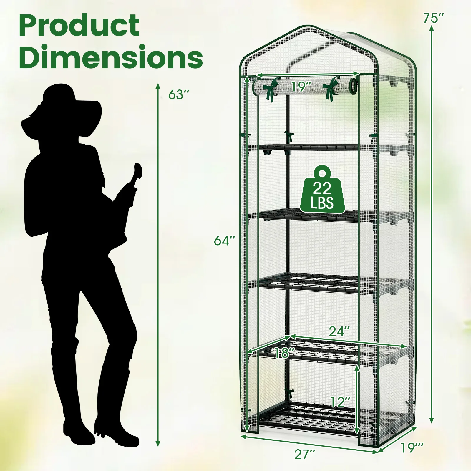 Mini Greenhouse Portable Plant Grow House with 5 Tier Shelves, White - Image 6