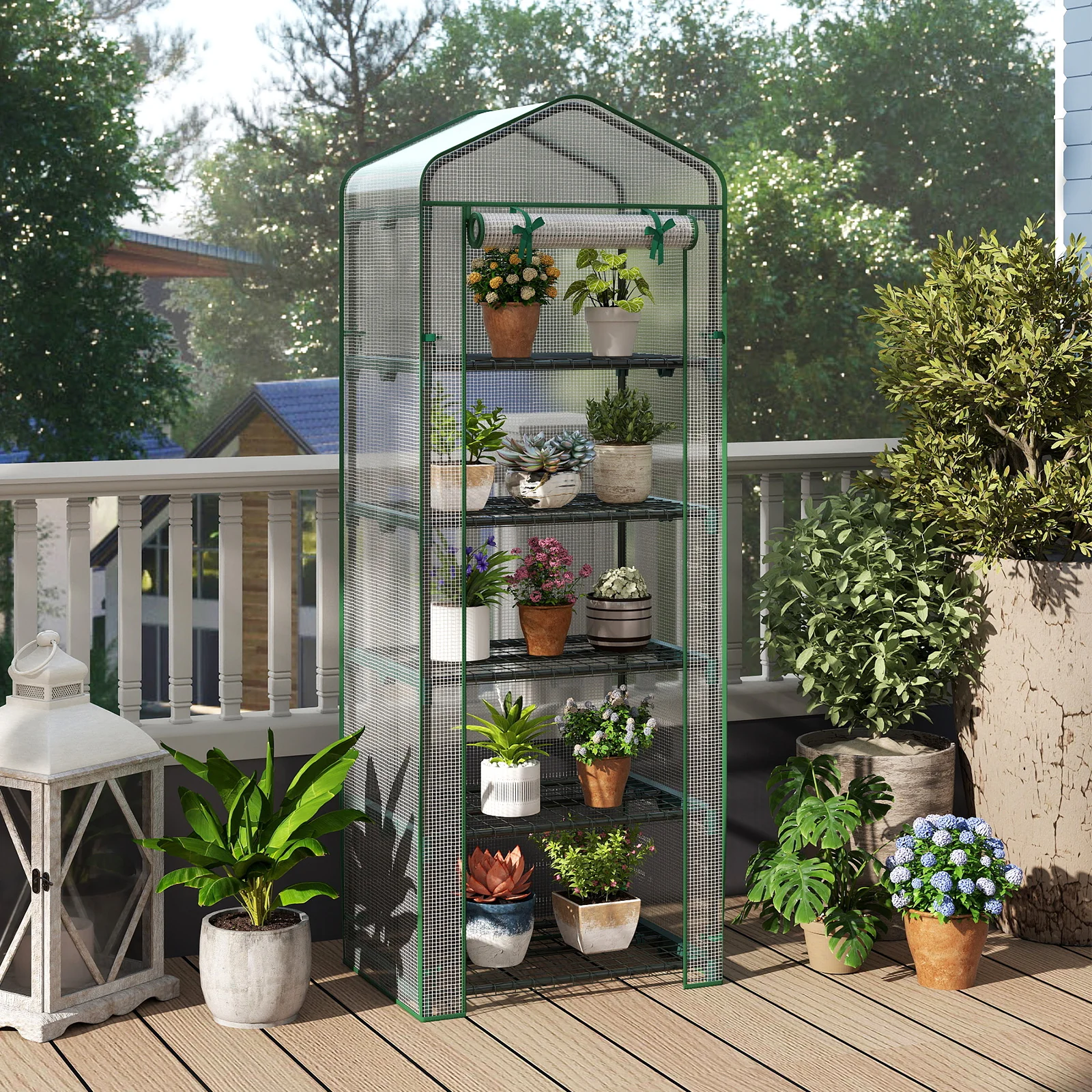 Mini Greenhouse Portable Plant Grow House with 5 Tier Shelves, White - Image 7