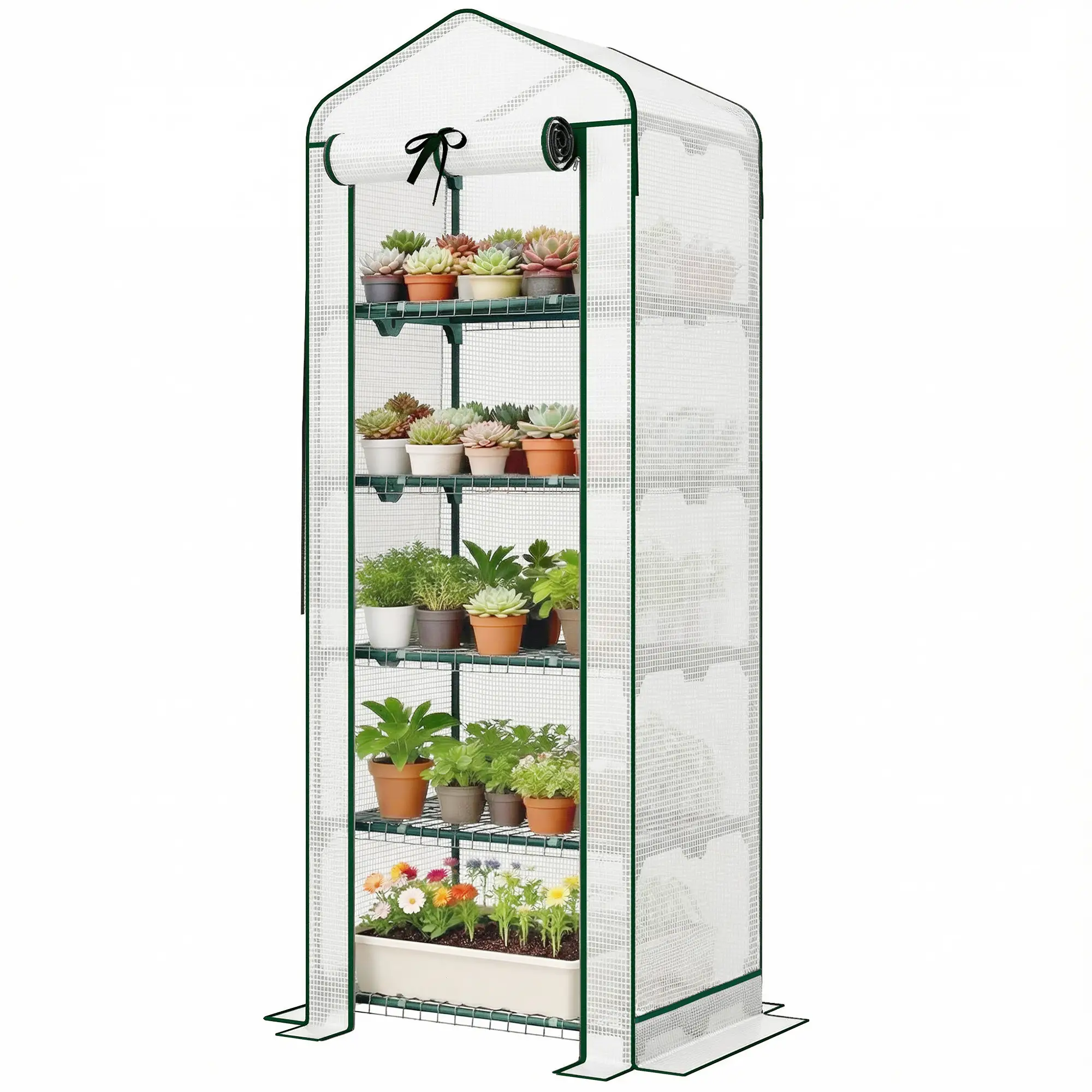 Mini Greenhouse With Screen Roof, 27.6" x 19.7" x 75.6", White