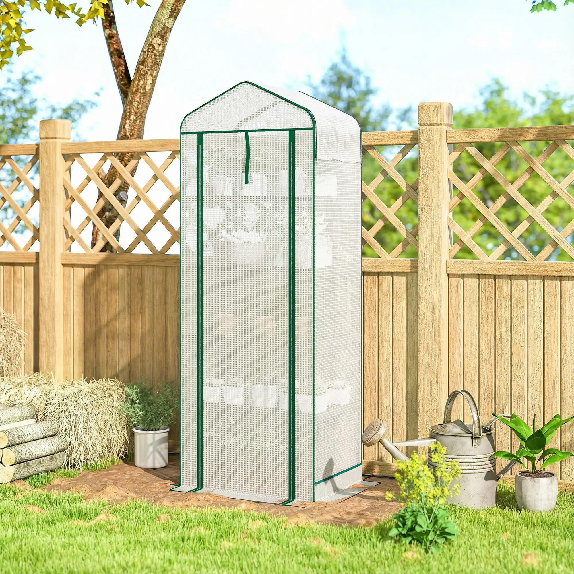 Mini Greenhouse With Screen Roof, 27.6" x 19.7" x 75.6", White - Image 10