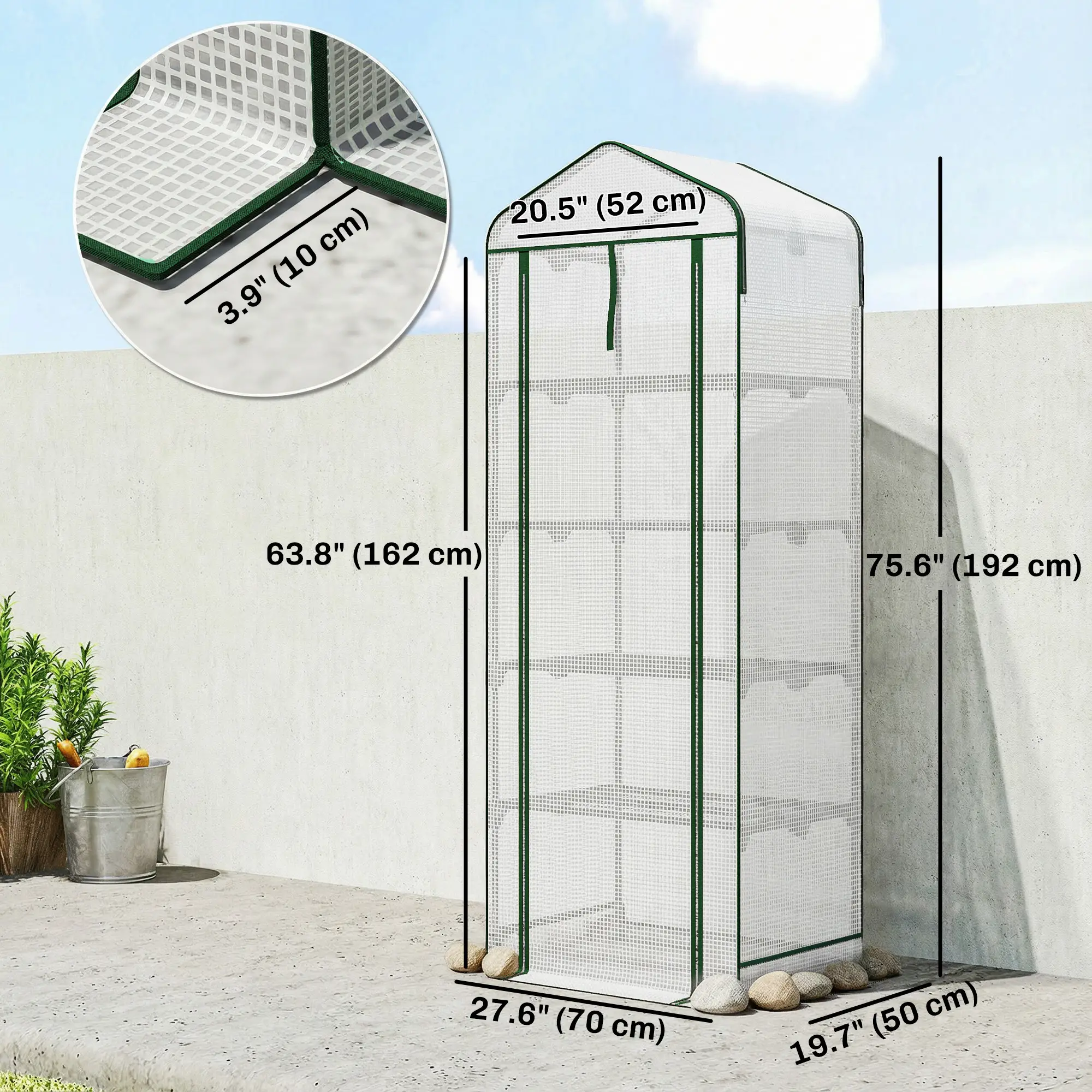 Mini Greenhouse With Screen Roof, 27.6" x 19.7" x 75.6", White - Image 3