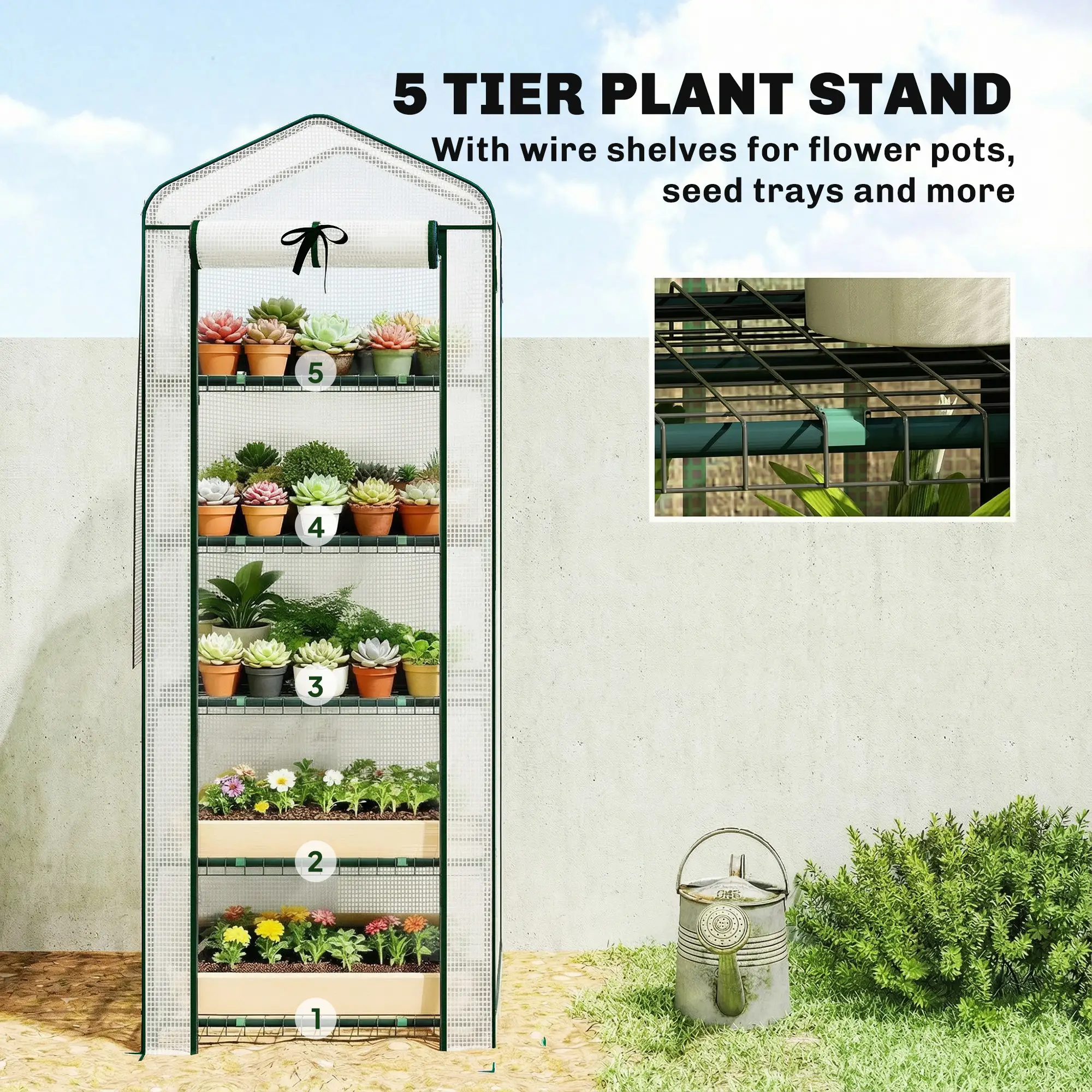 Mini Greenhouse With Screen Roof, 27.6" x 19.7" x 75.6", White - Image 6