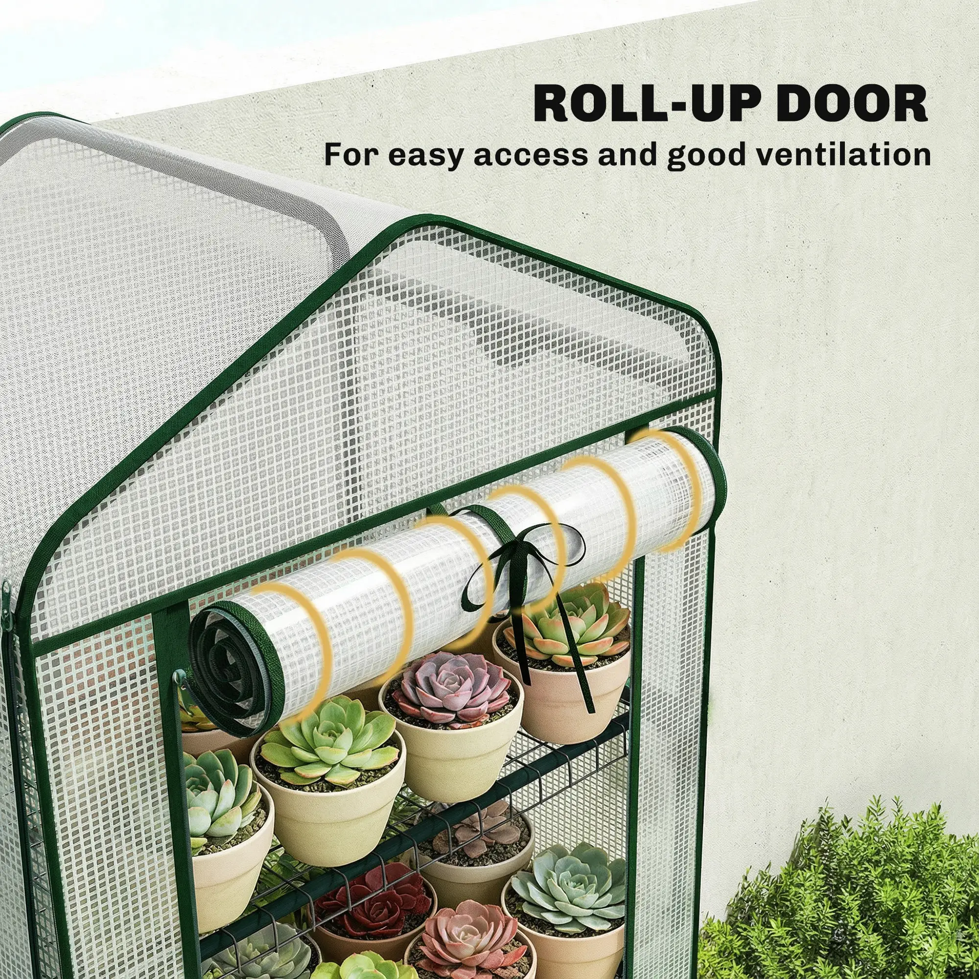 Mini Greenhouse With Screen Roof, 27.6" x 19.7" x 75.6", White - Image 7