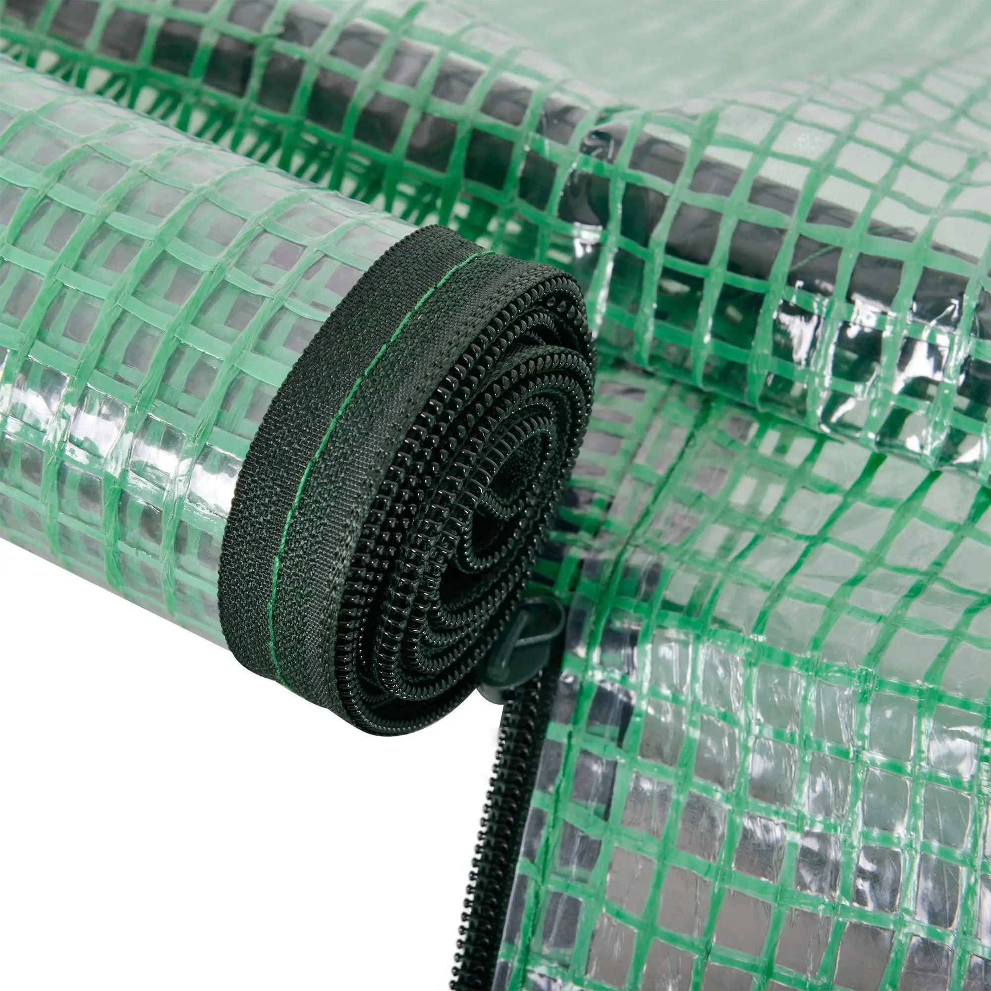 Mini Greenhouse With Zippered Doors, 79" x 39" x 32", Green - Image 12