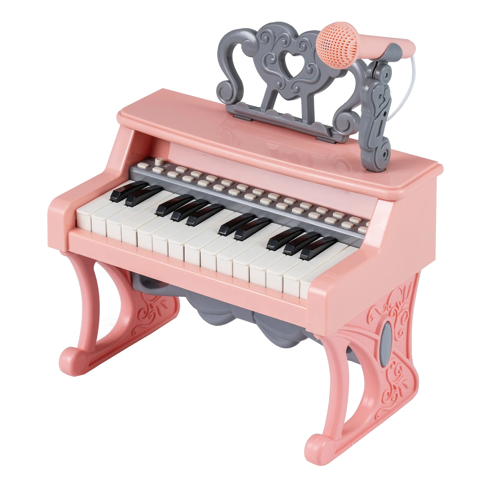 Mini Keyboard Piano 25 Keys, With Music Stand And Microphone, Pink - Image 5