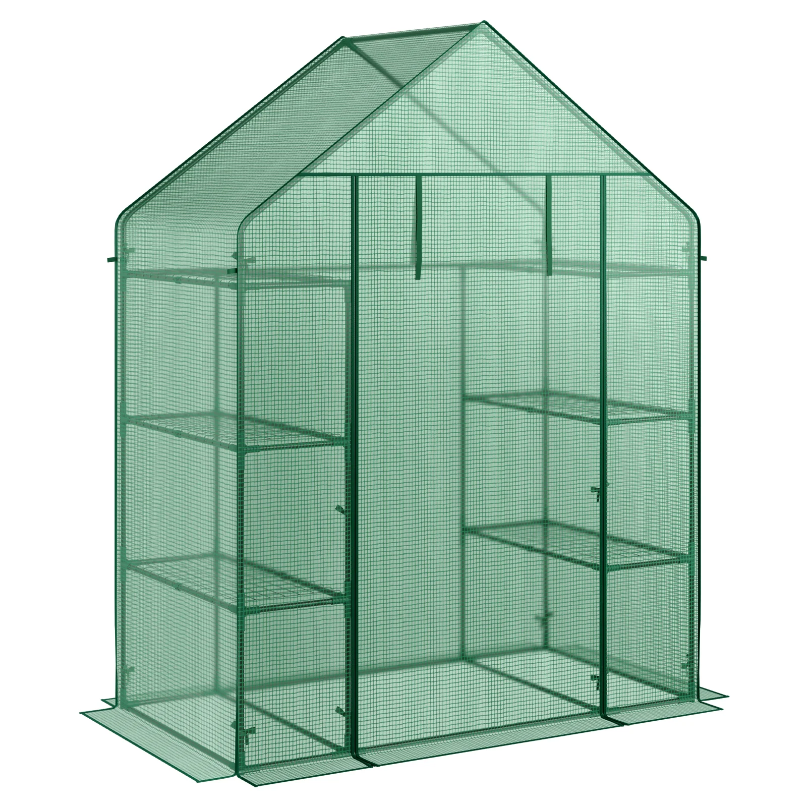 Mini Portable 4 Tier 8 Shelves Walk-in Plant Greenhouse, Green - Image 4
