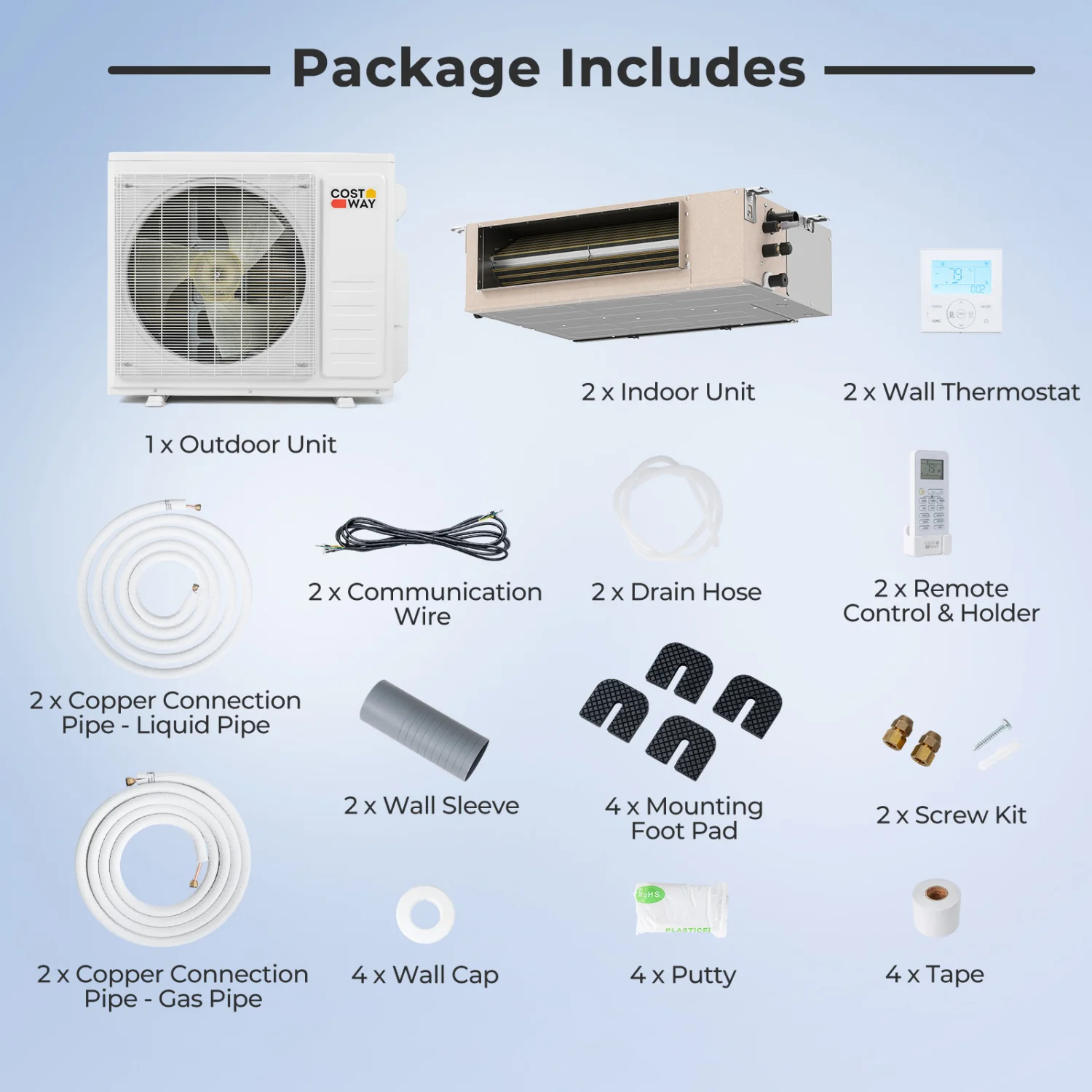 Mini Split AC 27000 BTU 2 Zone, 9K+12K, White - Image 4