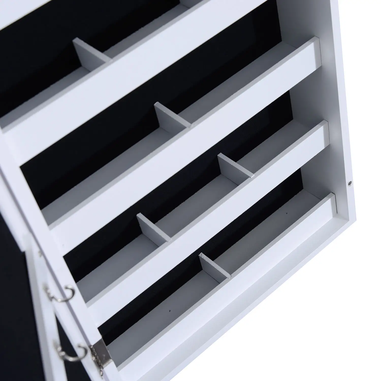 Mirror Jewellery Cabinet With Full Length Mirror, Wall Mounted Organizer, White - Image 10