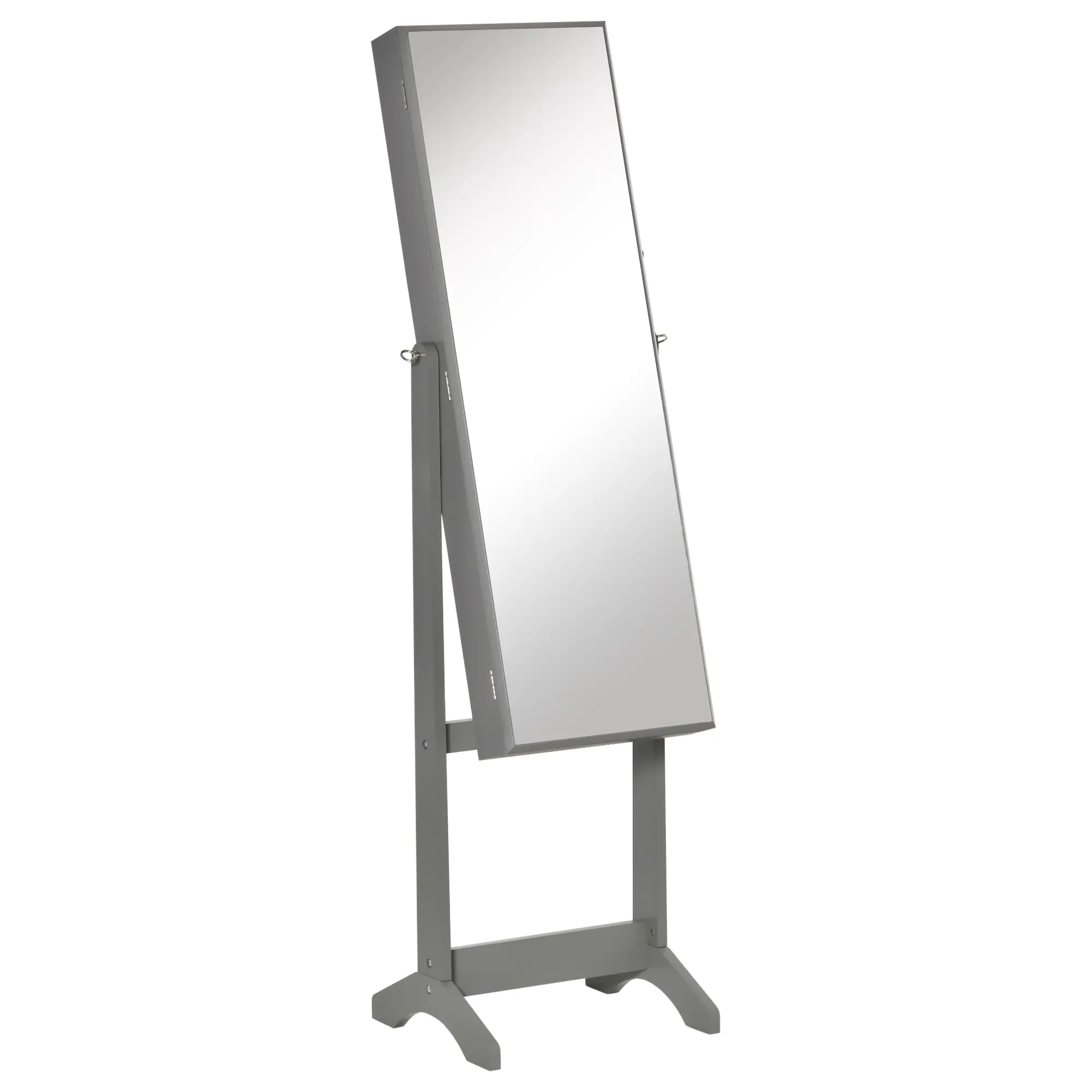 Mirror Jewelry Cabinet, Lockable Organizer, Full-Length Mirror, 3 Angle Adjustable, Grey - Image 11