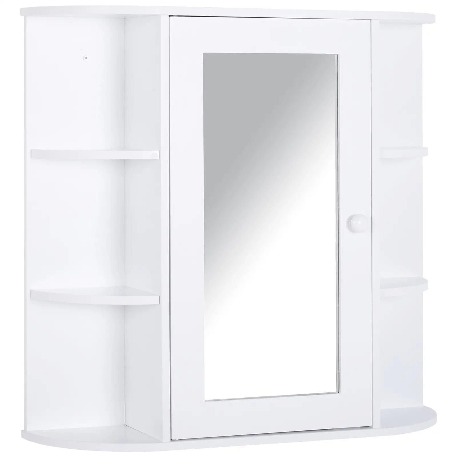 Mirrored Bathroom Wall Cabinet, Wall Mounted, With Door & Shelves, White - Image 11