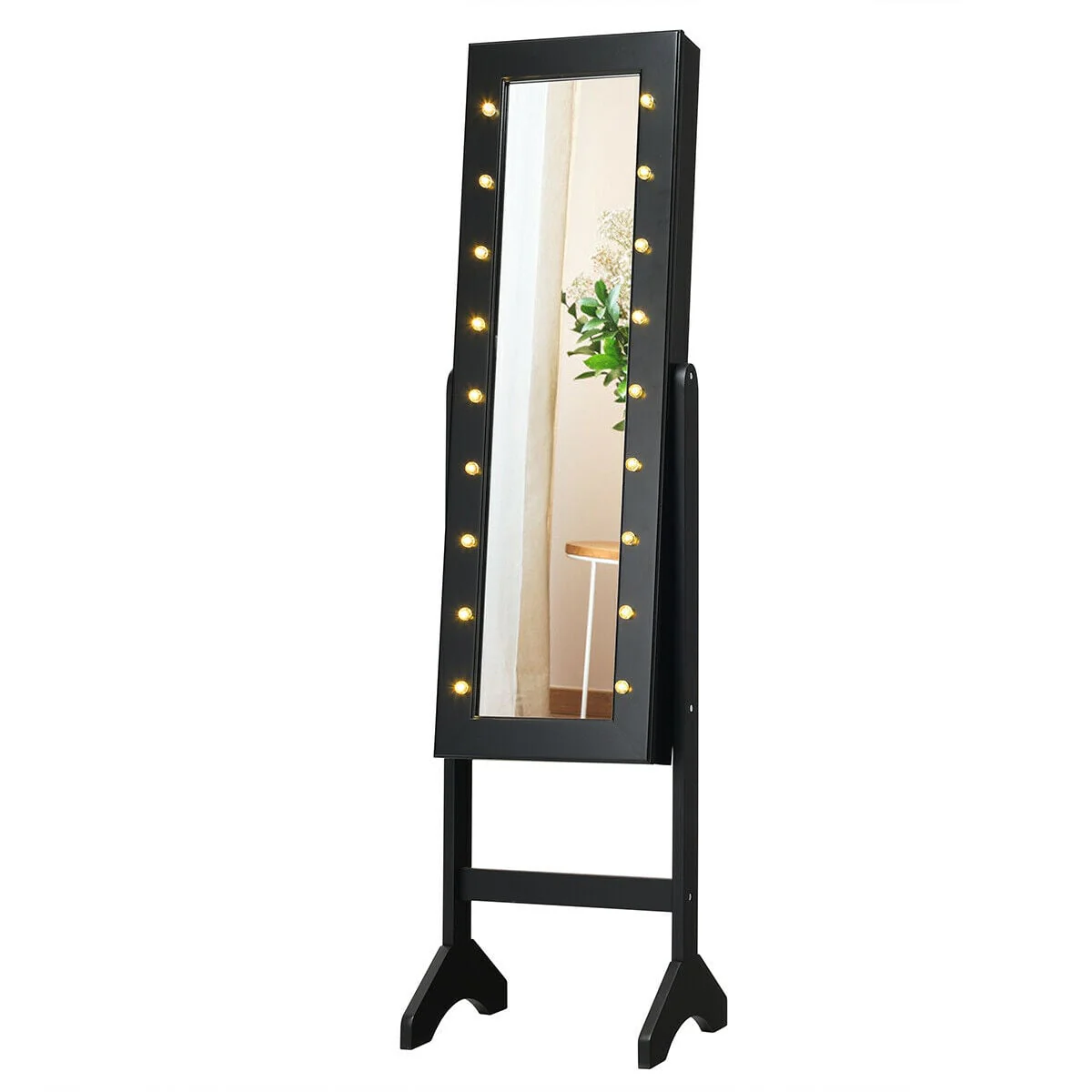 Mirrored Jewelry Cabinet Armoire Organizer, Black - Image 10
