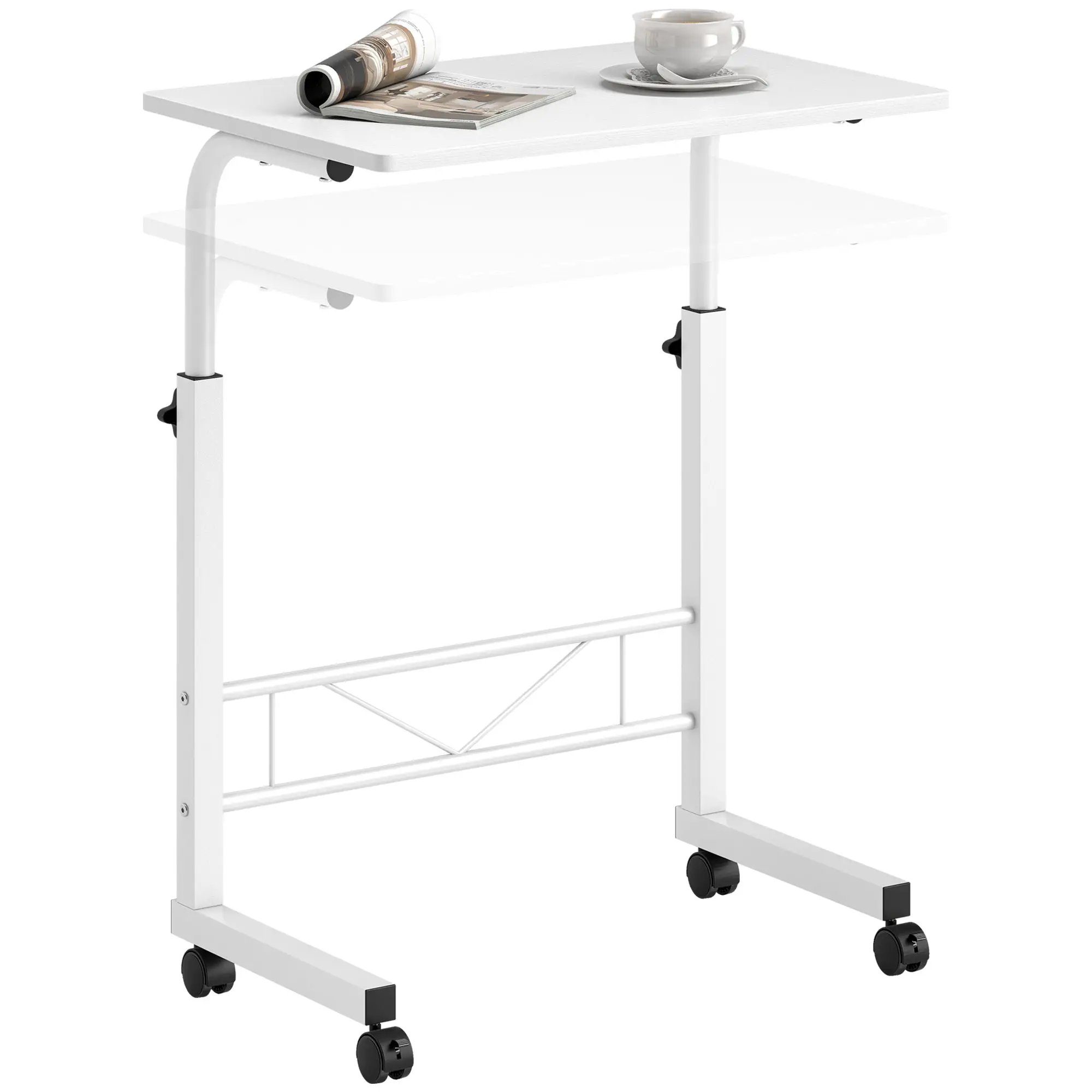 Mobile Standing Desk, Adjustable Height, 23.5 Inch, White - Image 11