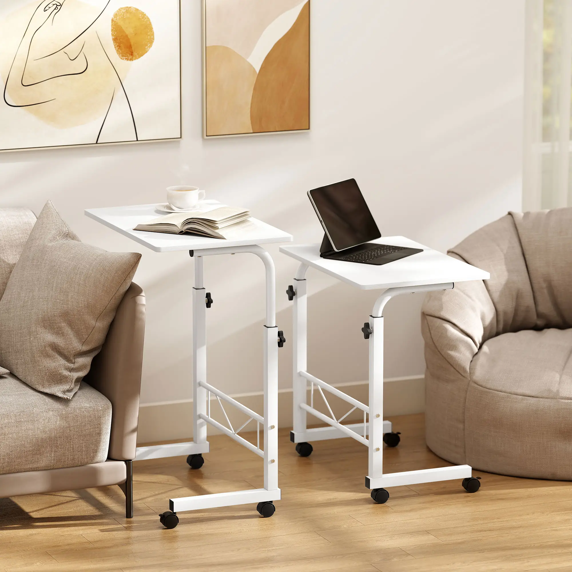 Mobile Standing Desk, Adjustable Height, 23.5 Inch, White - Image 2