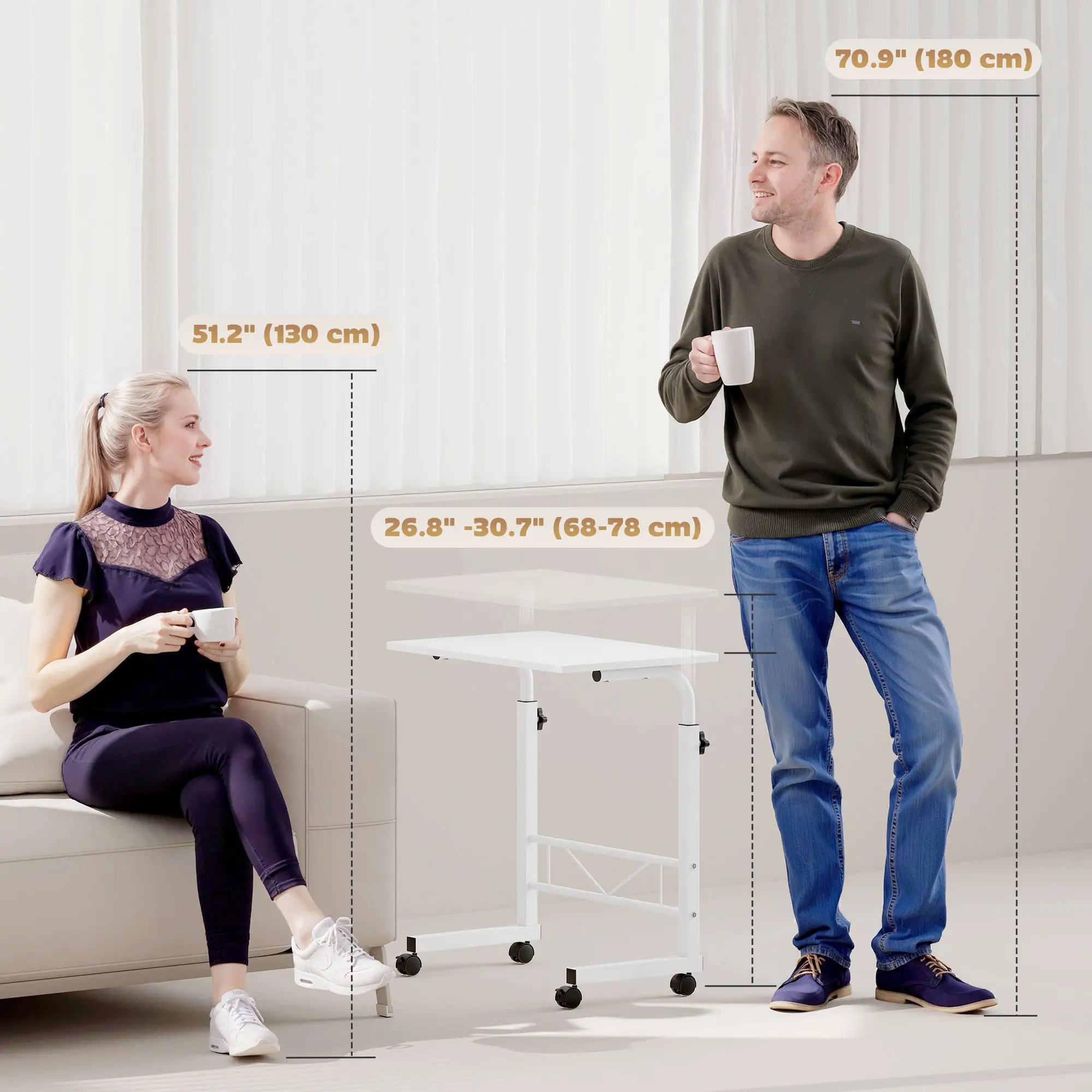 Mobile Standing Desk, Adjustable Height, 23.5 Inch, White - Image 4