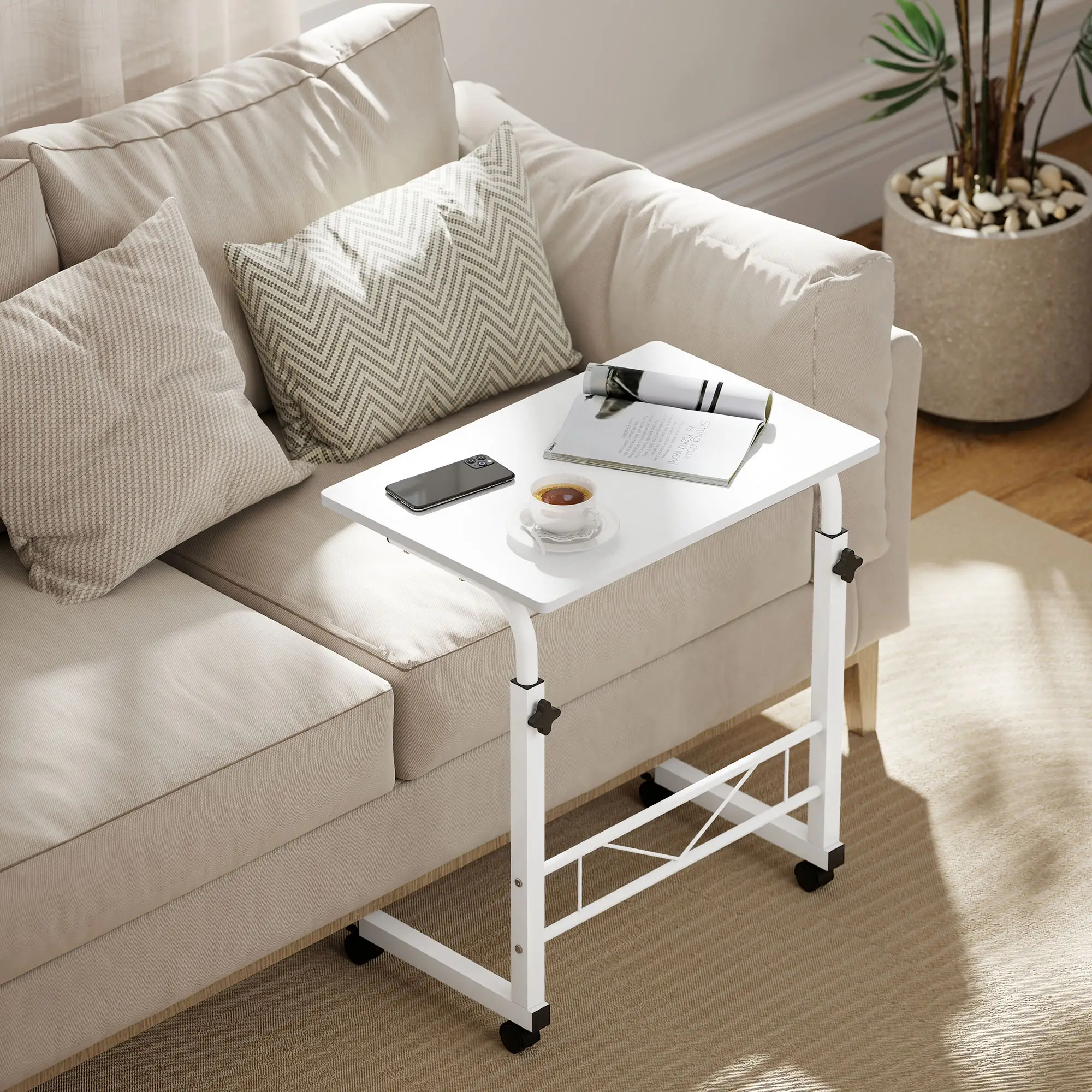 Mobile Standing Desk, Adjustable Height, 23.5 Inch, White - Image 8
