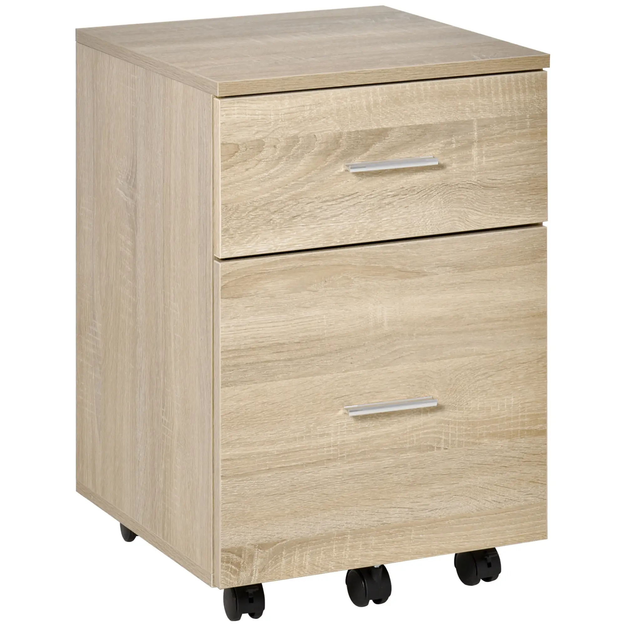 Mobile Vertical File Cabinet, 2 Drawers, Wheels, Letter or A4, Natural - Image 12
