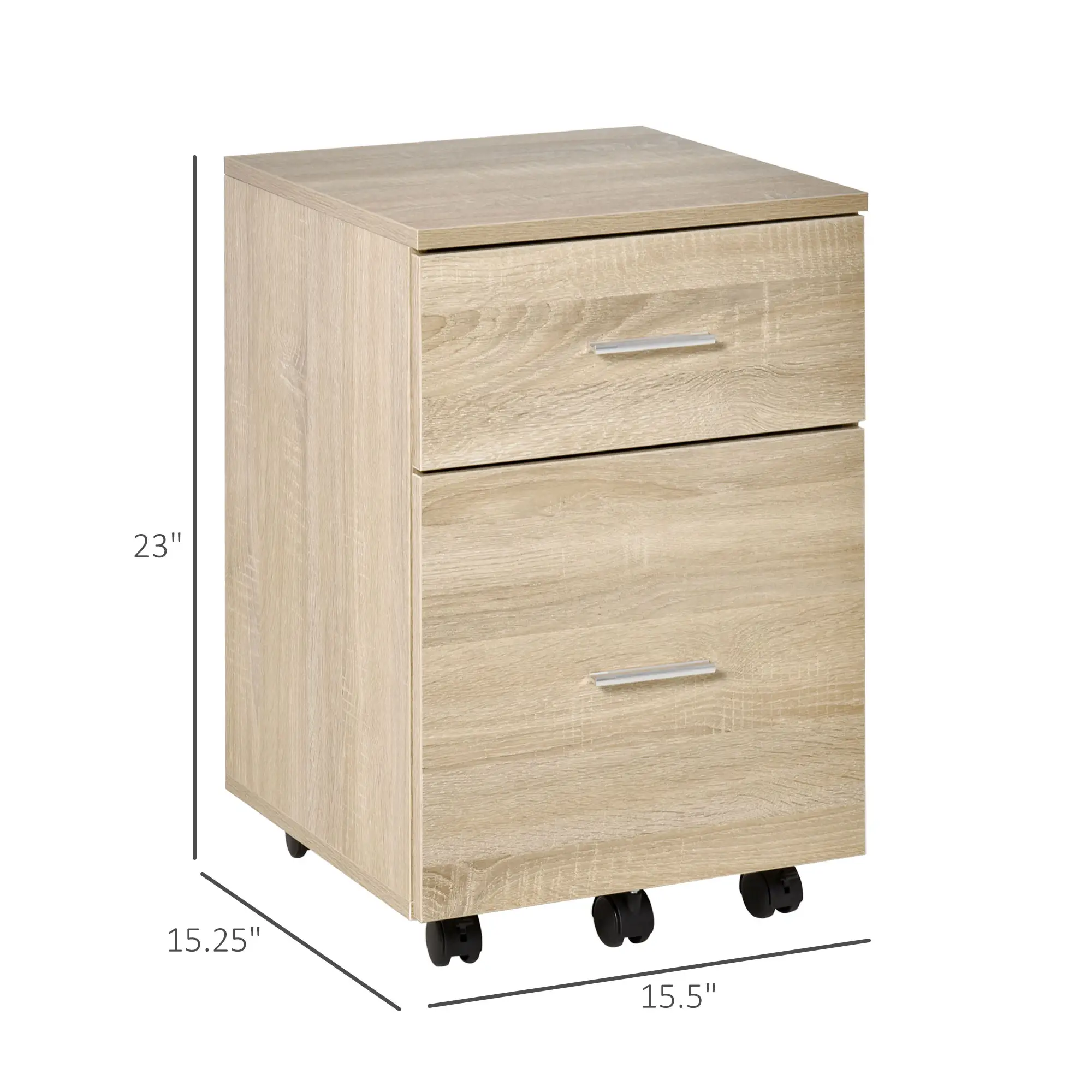 Mobile Vertical File Cabinet, 2 Drawers, Wheels, Letter or A4, Natural - Image 3
