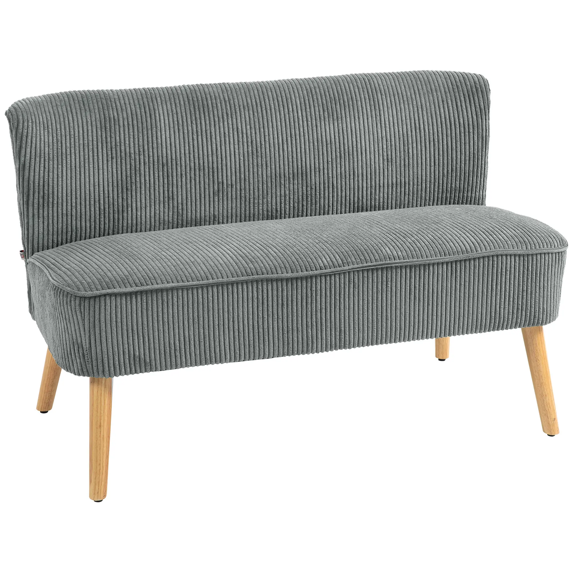 Modern 2 Seater Sofa, Upholstered Couch, Rubber Wood Legs, Grey - Image 11