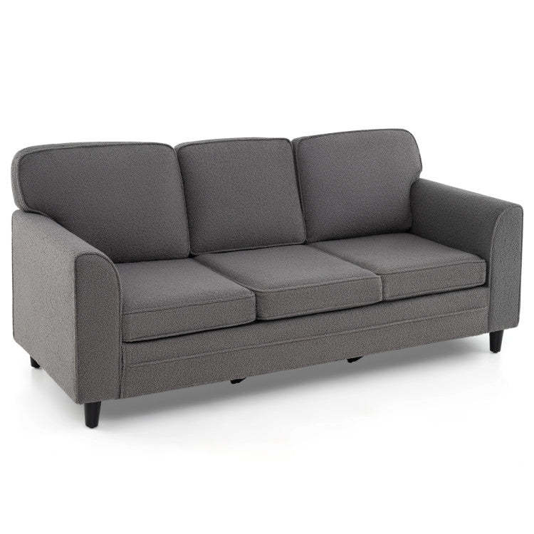 Modern 3-Seat Teddy Velvet Sofa, 47-Inch Glass Coffee Table - Image 7
