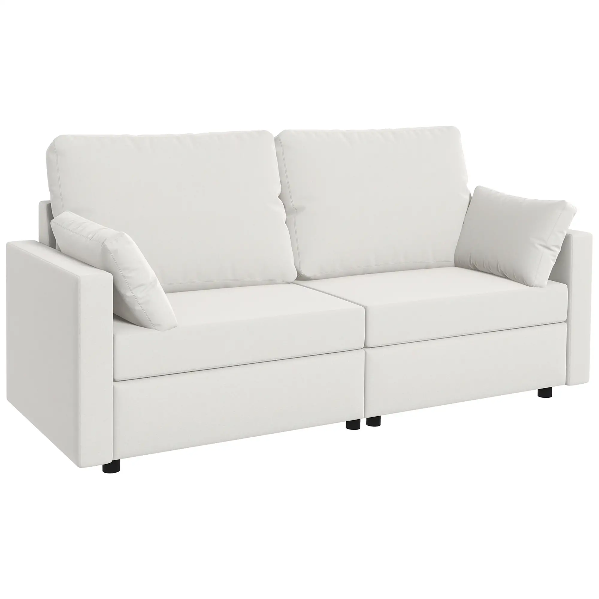 Modern 3 Seater Sofa, 77" Upholstered Couch, Cream White - Image 11