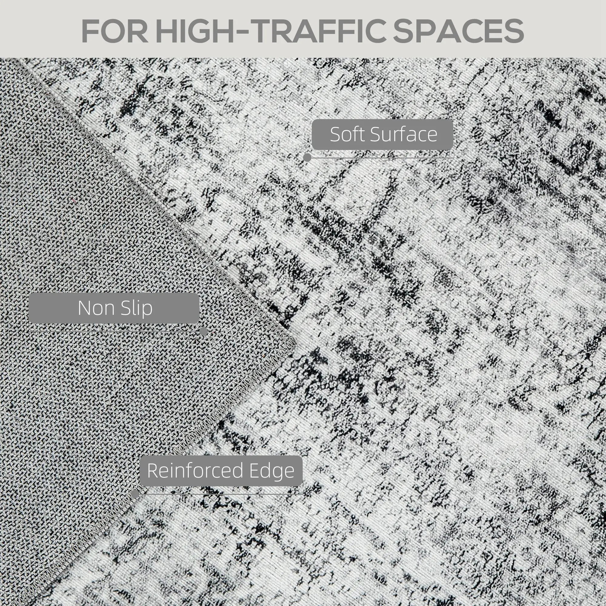 Modern Abstract Area Rug 8x10, Machine Washable, Non-Slip, Grey - Image 4