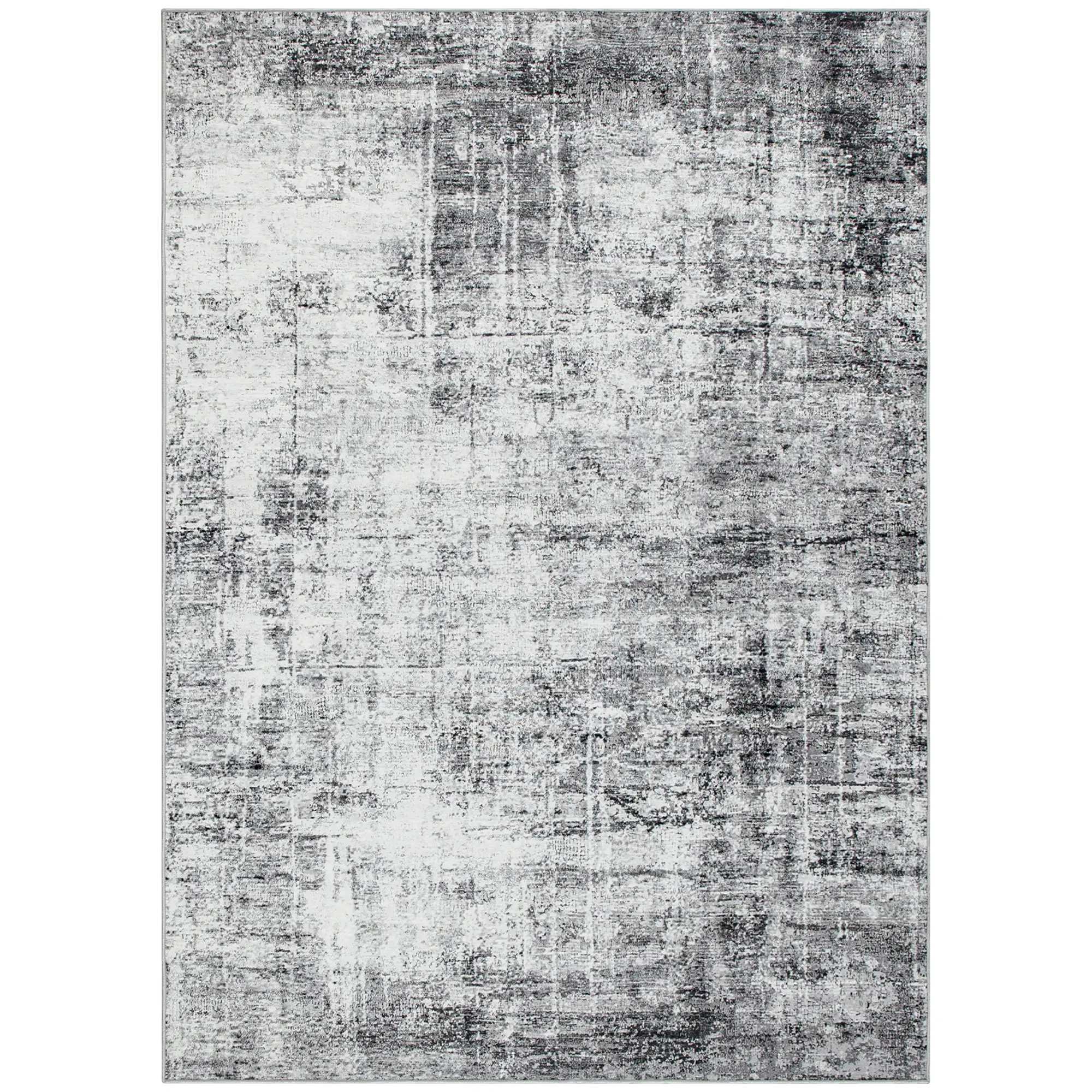 Modern Abstract Area Rug 9x12, Machine Washable, Non-Slip, Grey