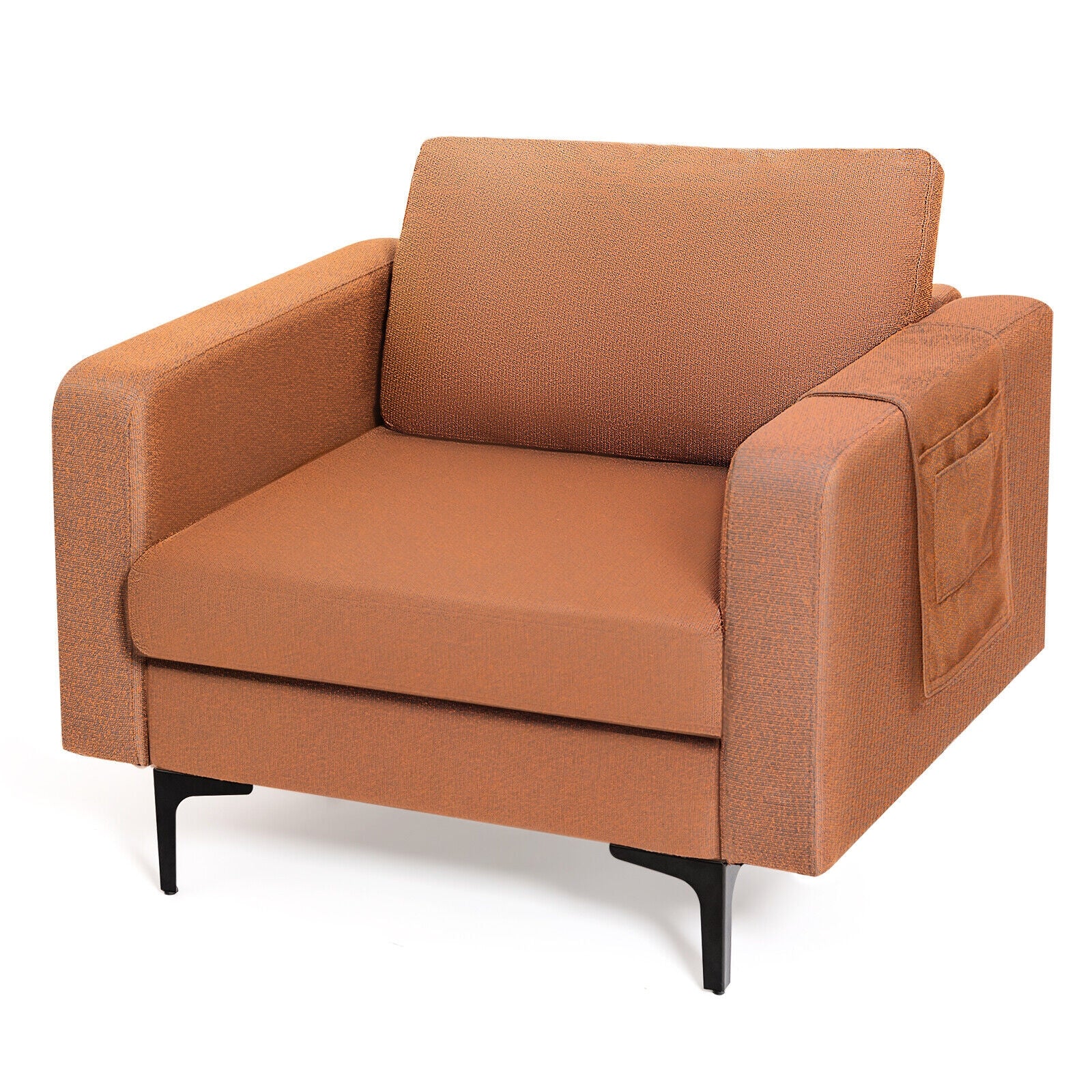 Modern Accent Armchair, With Side Storage Pocket, Orange - Image 10