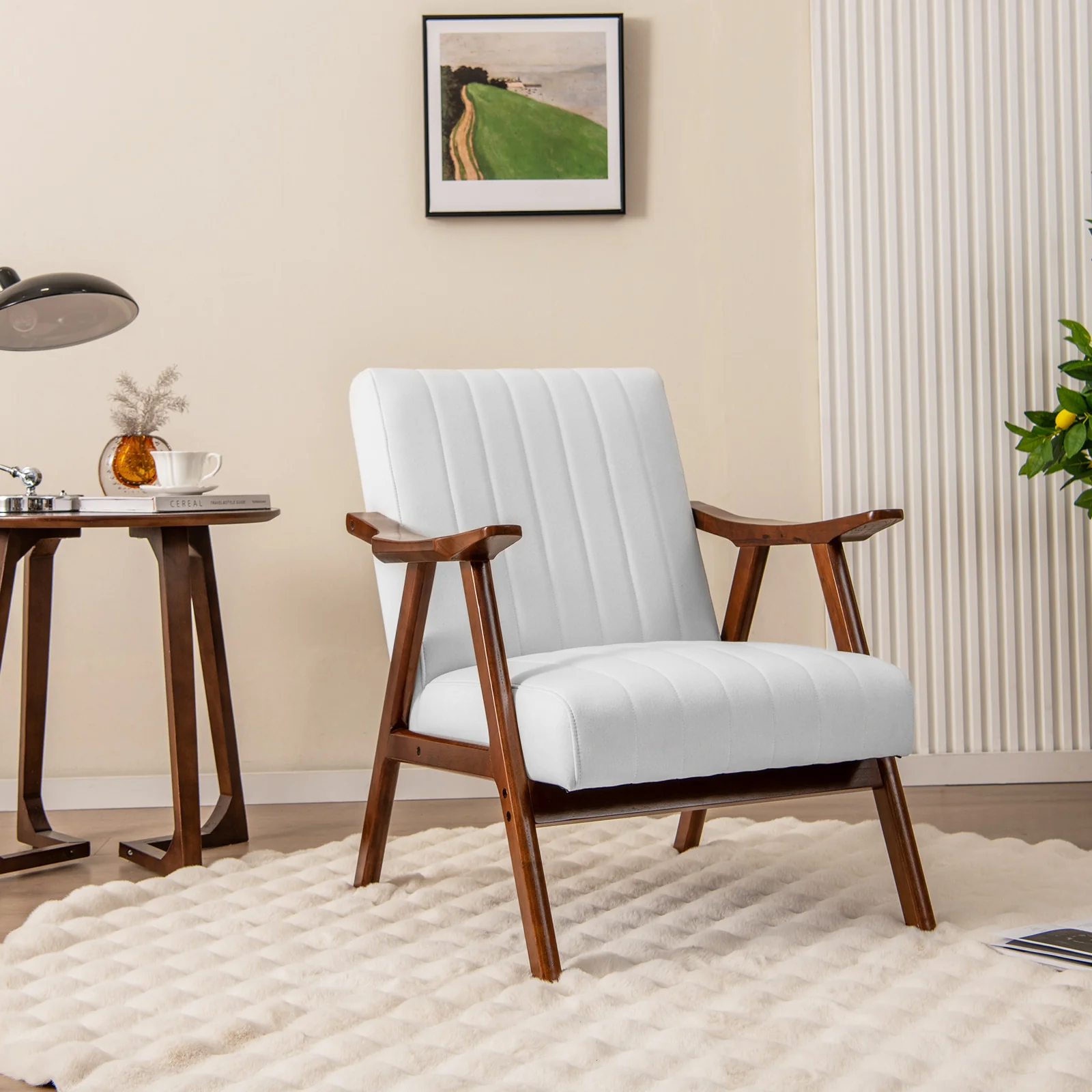 Modern Accent Chair, Leisure Armchair With Felt Pads, Beige - Image 3
