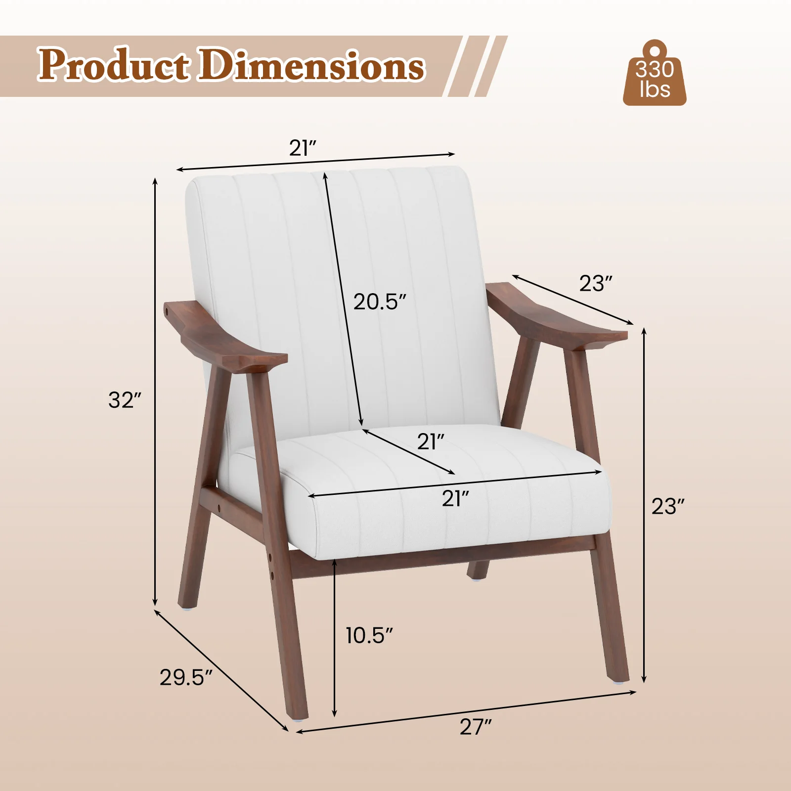 Modern Accent Chair, Leisure Armchair With Felt Pads, Beige - Image 5