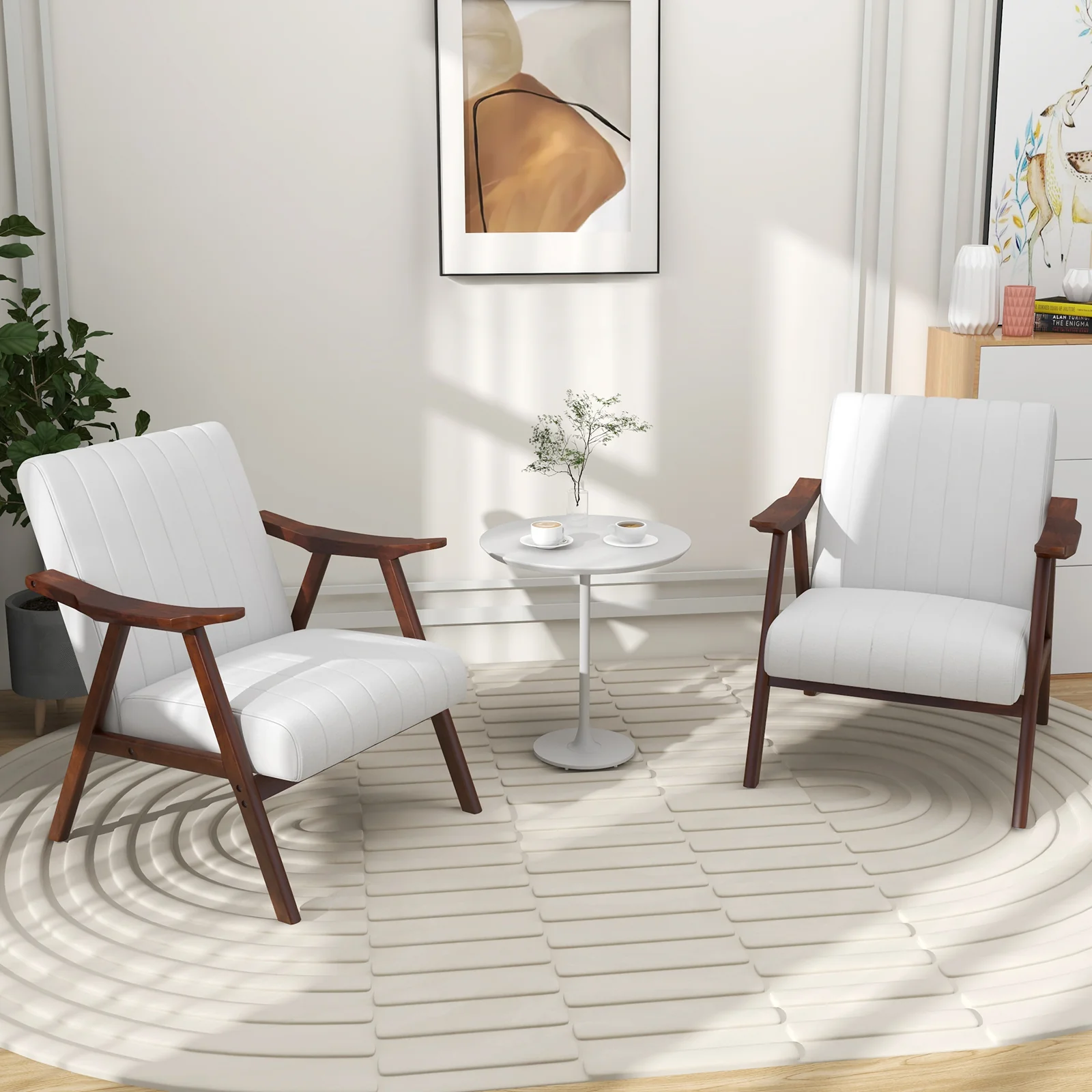 Modern Accent Chair, Leisure Armchair With Felt Pads, Beige - Image 6