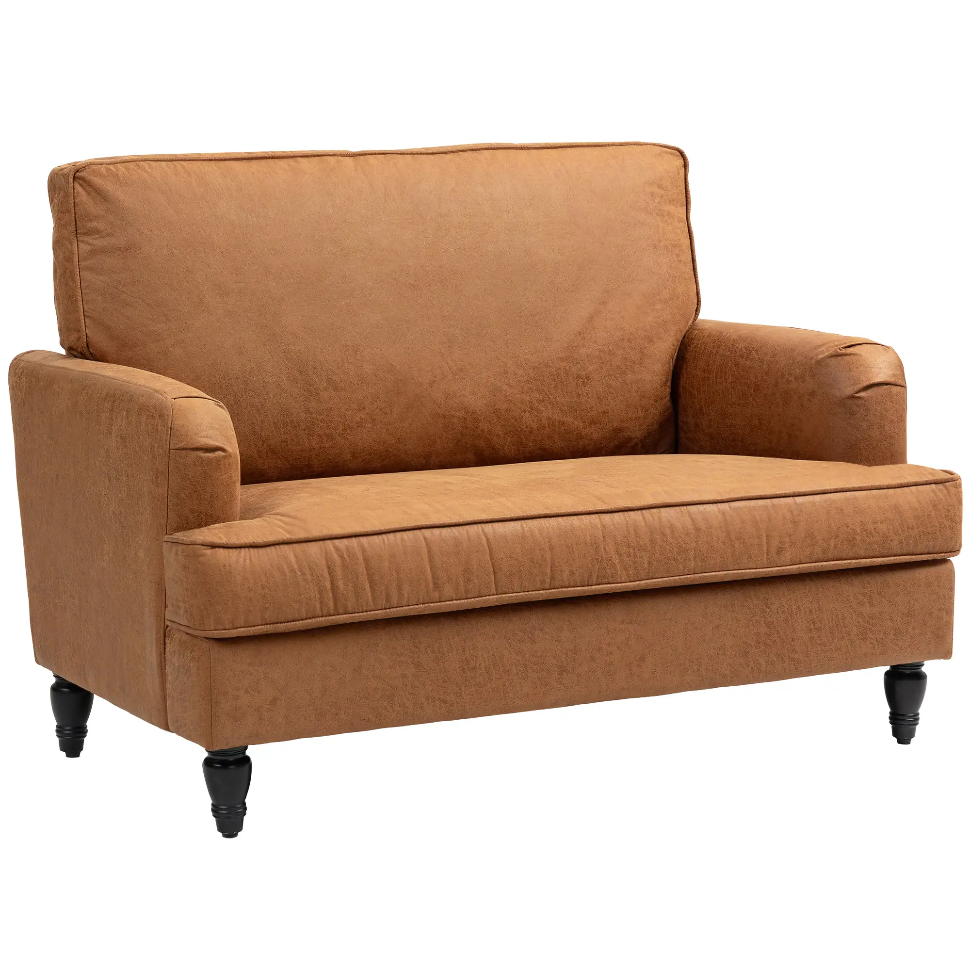 Modern Accent Chair, Microfiber Cloth Armchair with Turned Legs and Wide Seat, Comfy Chair for Living Room, Brown