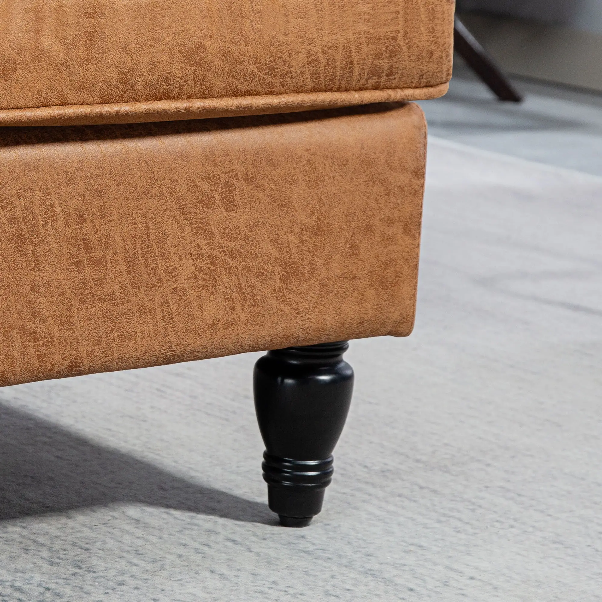 Modern Accent Chair, Microfiber Cloth Armchair with Turned Legs and Wide Seat, Comfy Chair for Living Room, Brown - Image 9