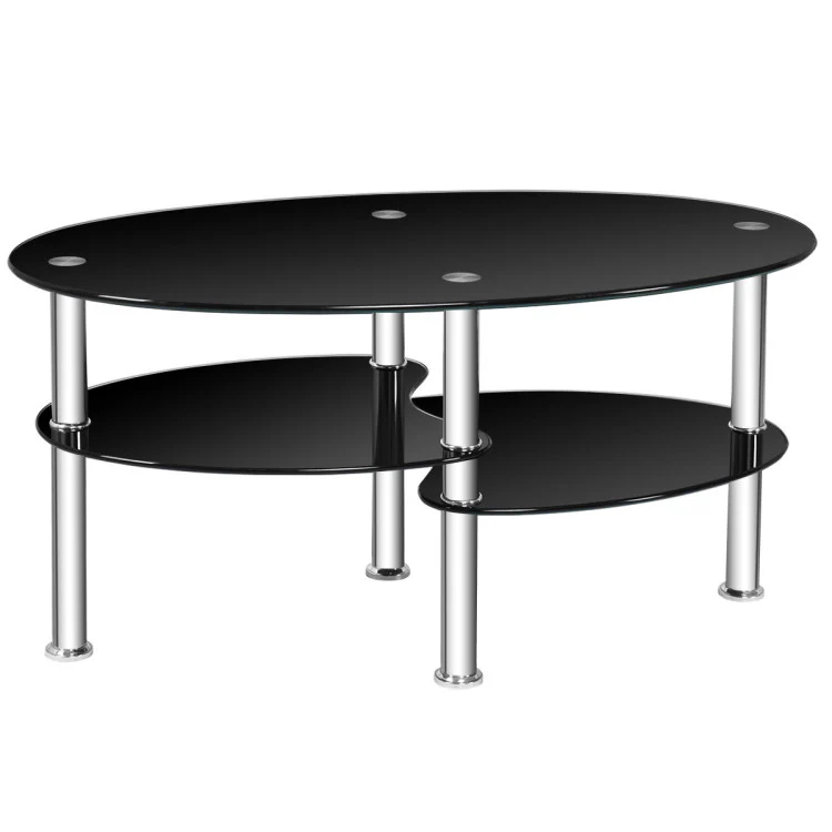 Modern Accent Chair, Tempered Glass Oval Side Coffee Table Set - Image 4