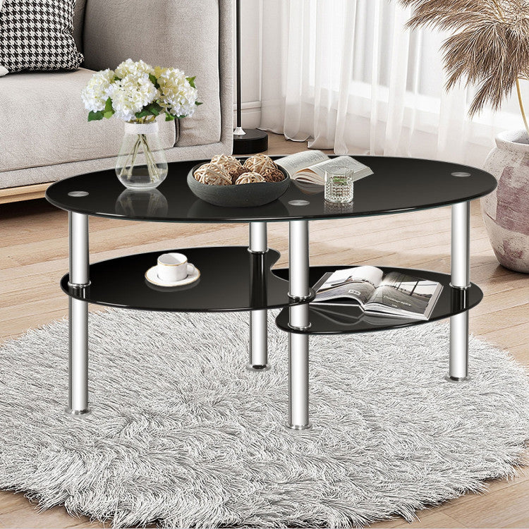 Modern Accent Chair, Tempered Glass Oval Side Coffee Table Set - Image 6
