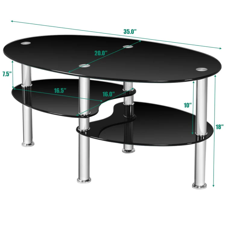 Modern Accent Chair, Tempered Glass Oval Side Coffee Table Set - Image 8
