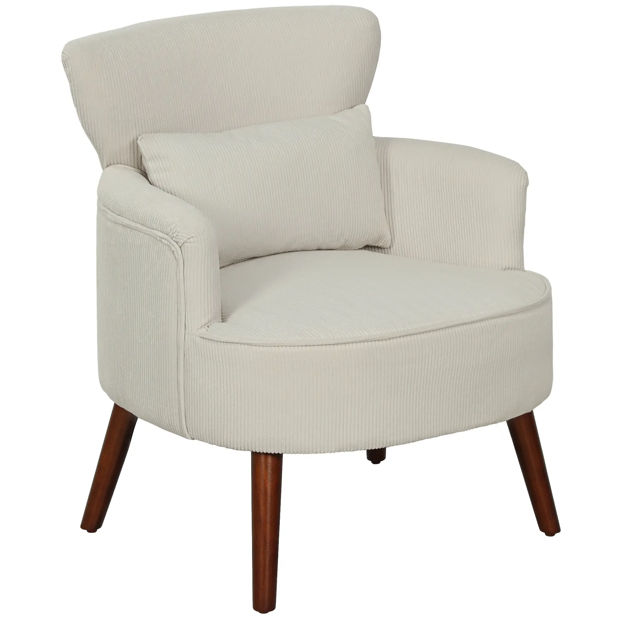 Modern Accent Chair, Upholstered Armchair with Wood Legs, Cream White - Image 11