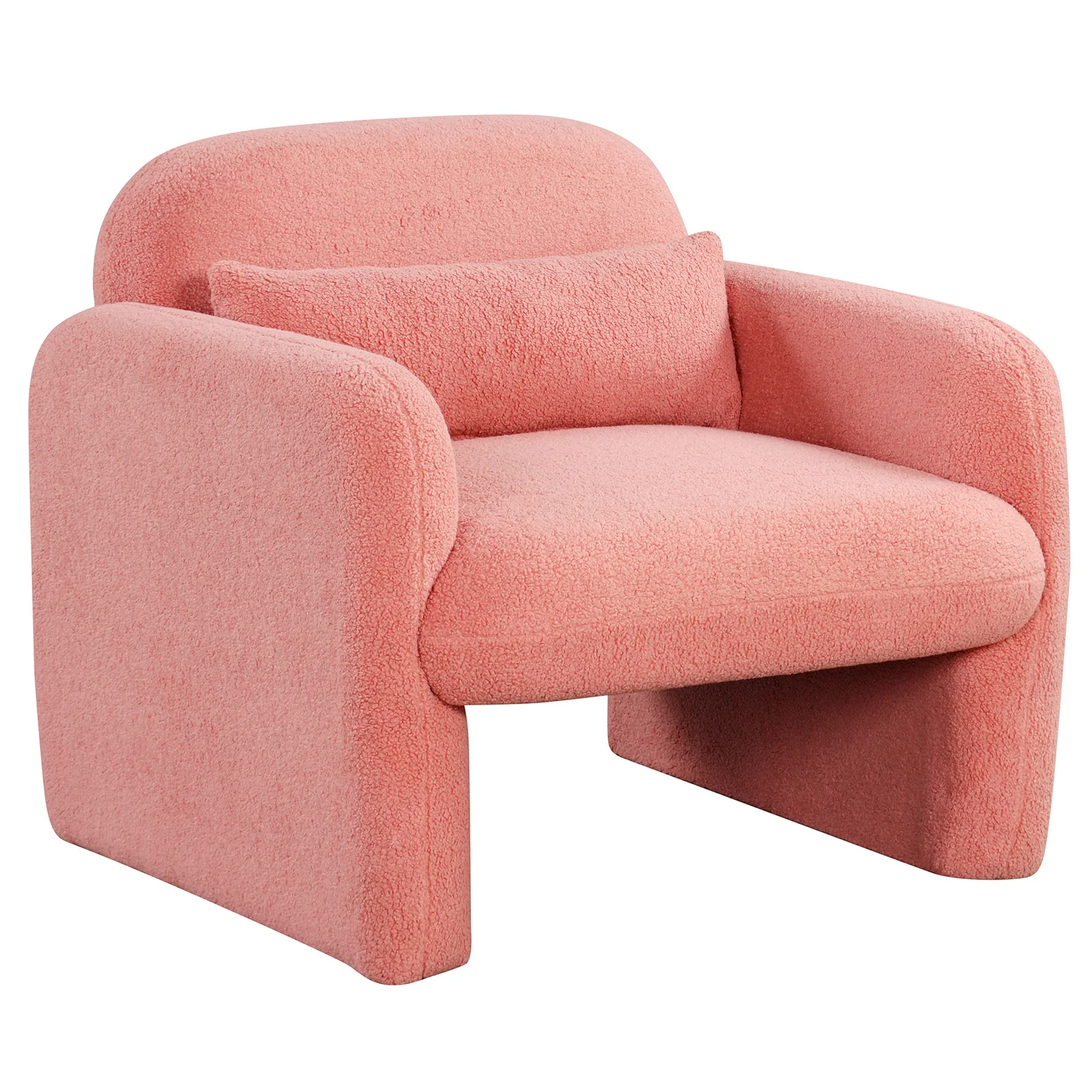 Modern Accent Chair with Waist Pillow and Armrests for Living Room Bedroom, Pink - Image 4