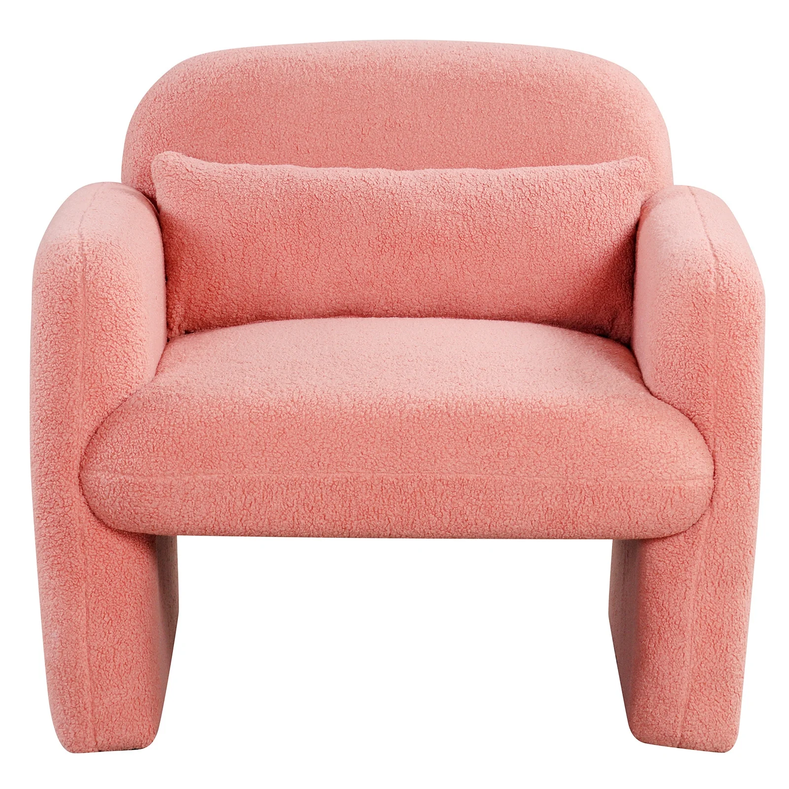 Modern Accent Chair with Waist Pillow and Armrests for Living Room Bedroom, Pink - Image 5