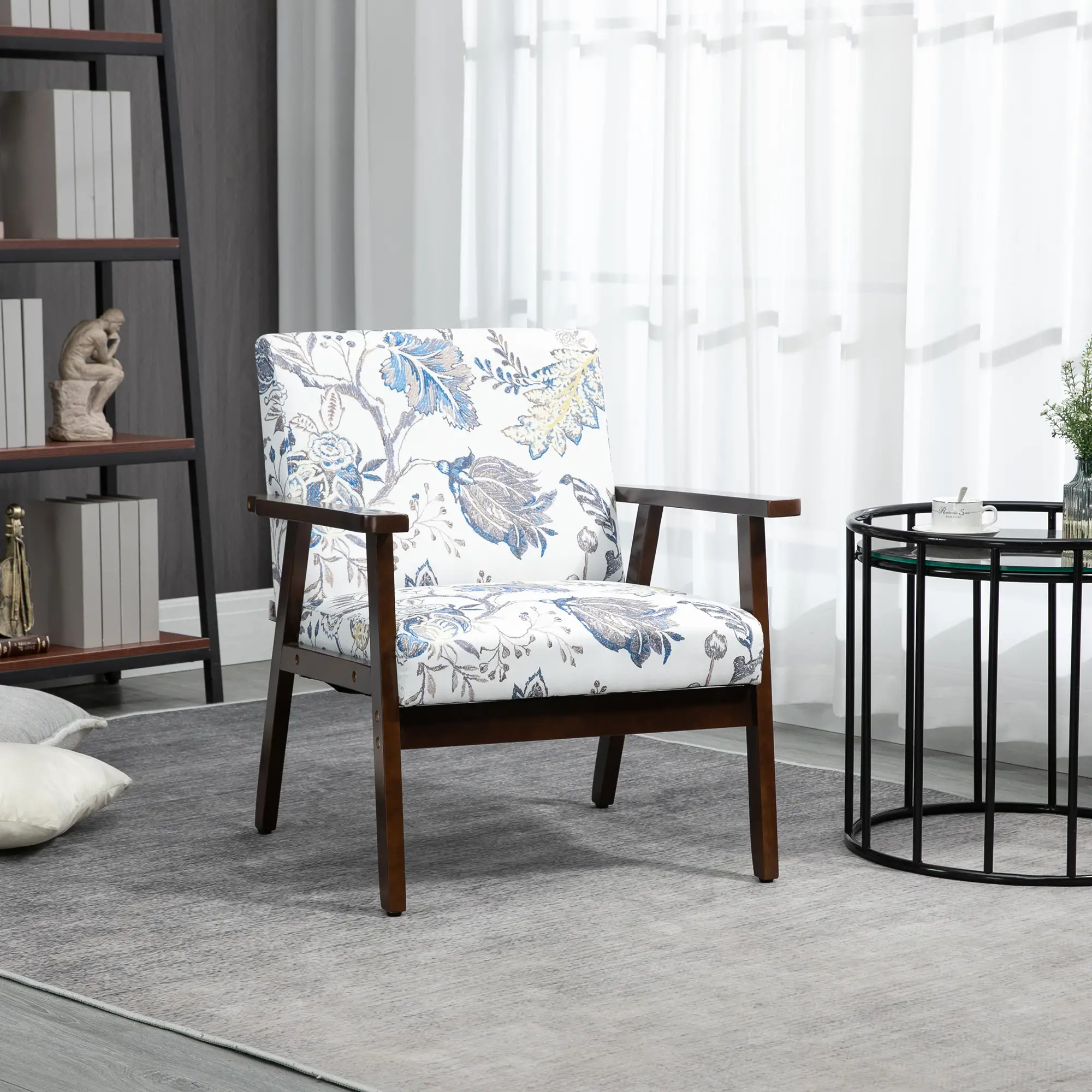 Modern Accent Chairs with Cushioned Seat, Upholstered Linen-Feel Armchair for Bedroom, Living Room, Multicolored - Image 2