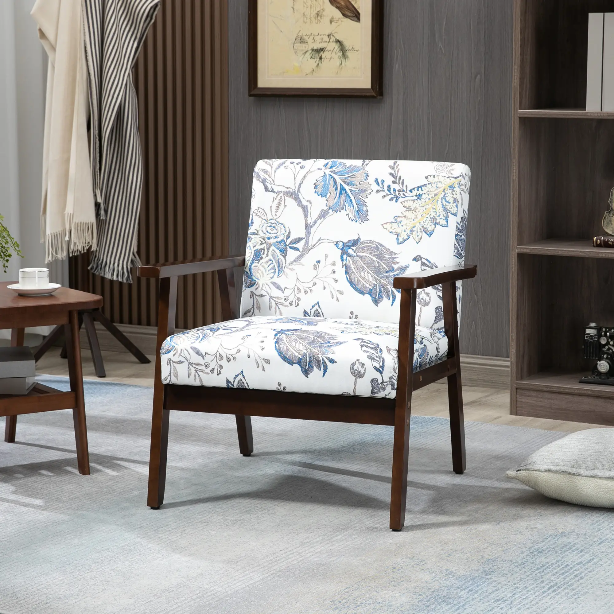 Modern Accent Chairs with Cushioned Seat, Upholstered Linen-Feel Armchair for Bedroom, Living Room, Multicolored - Image 7