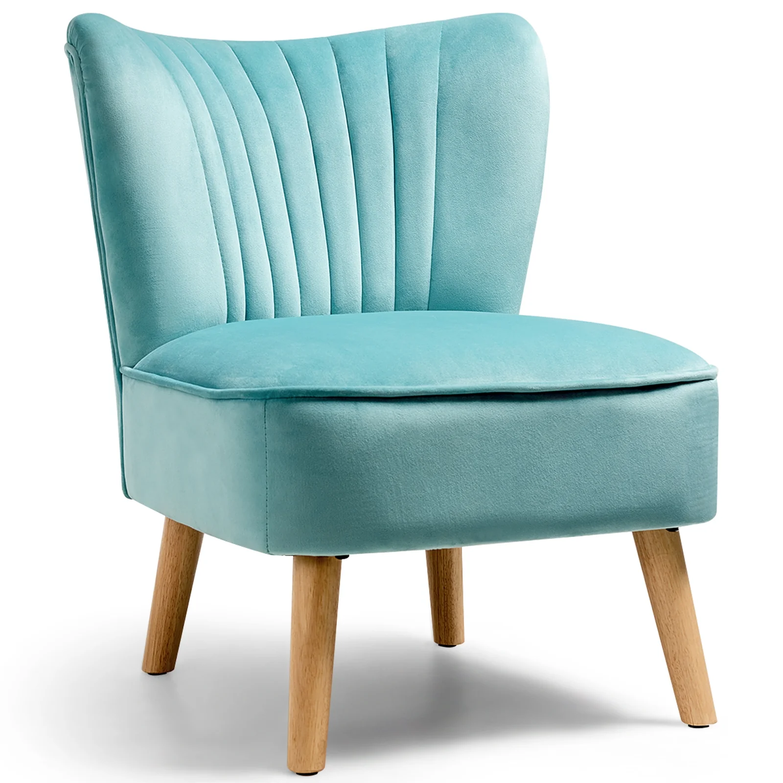 Modern Armless Velvet Accent Chair, Green