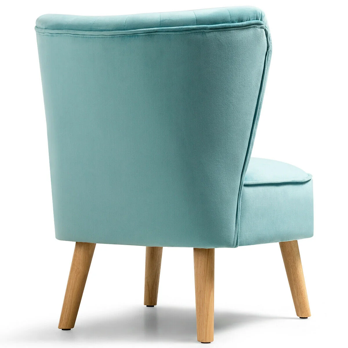 Modern Armless Velvet Accent Chair, Green - Image 5