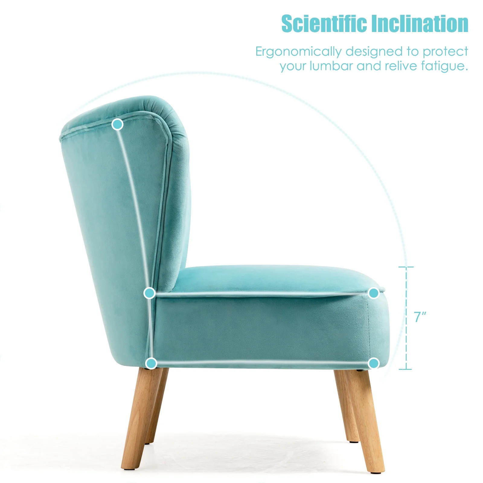 Modern Armless Velvet Accent Chair, Green - Image 6