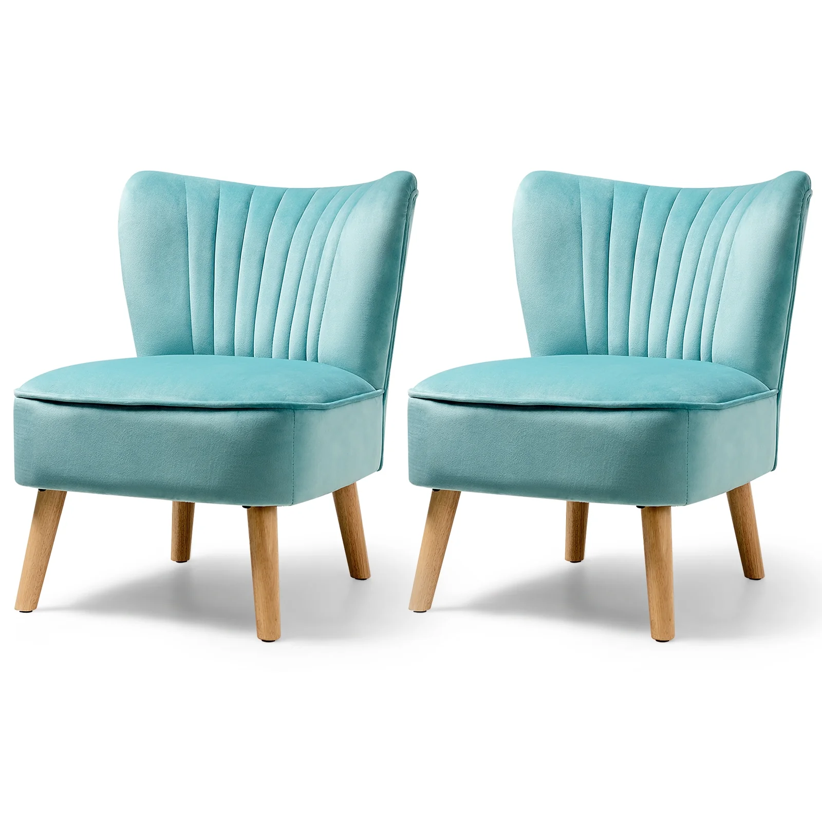 Modern Armless Velvet Accent Chair, Green - Image 8